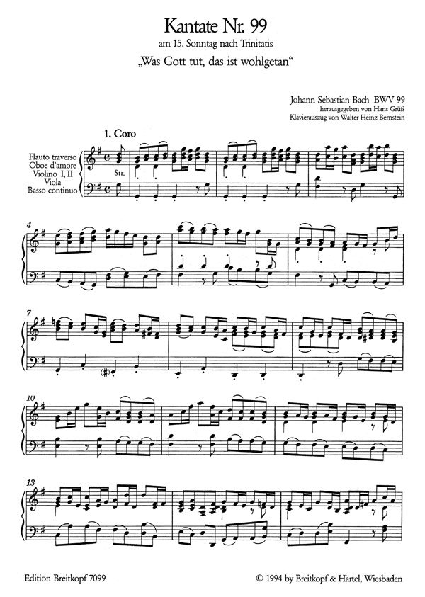 Bach, J. S. Kantate BWV 99 Was Gott tut, das ist wohlgetan · Breitkopf