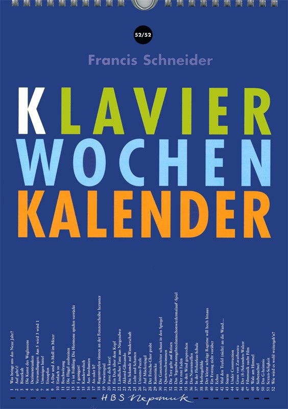 Francis Schneider - Klavier-Wochen-Kalender - Cover