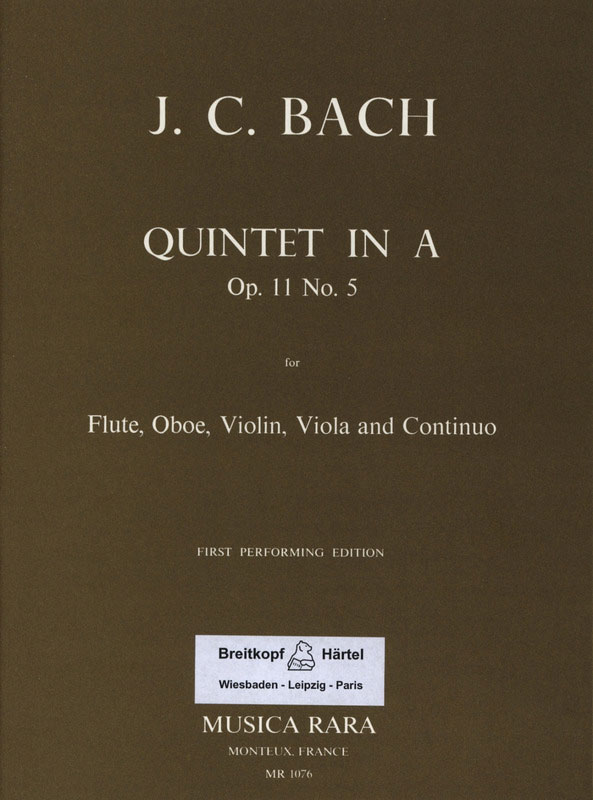 Johann Christian Bach - Quintett A-dur op. 11 Nr. 5 - Cover
