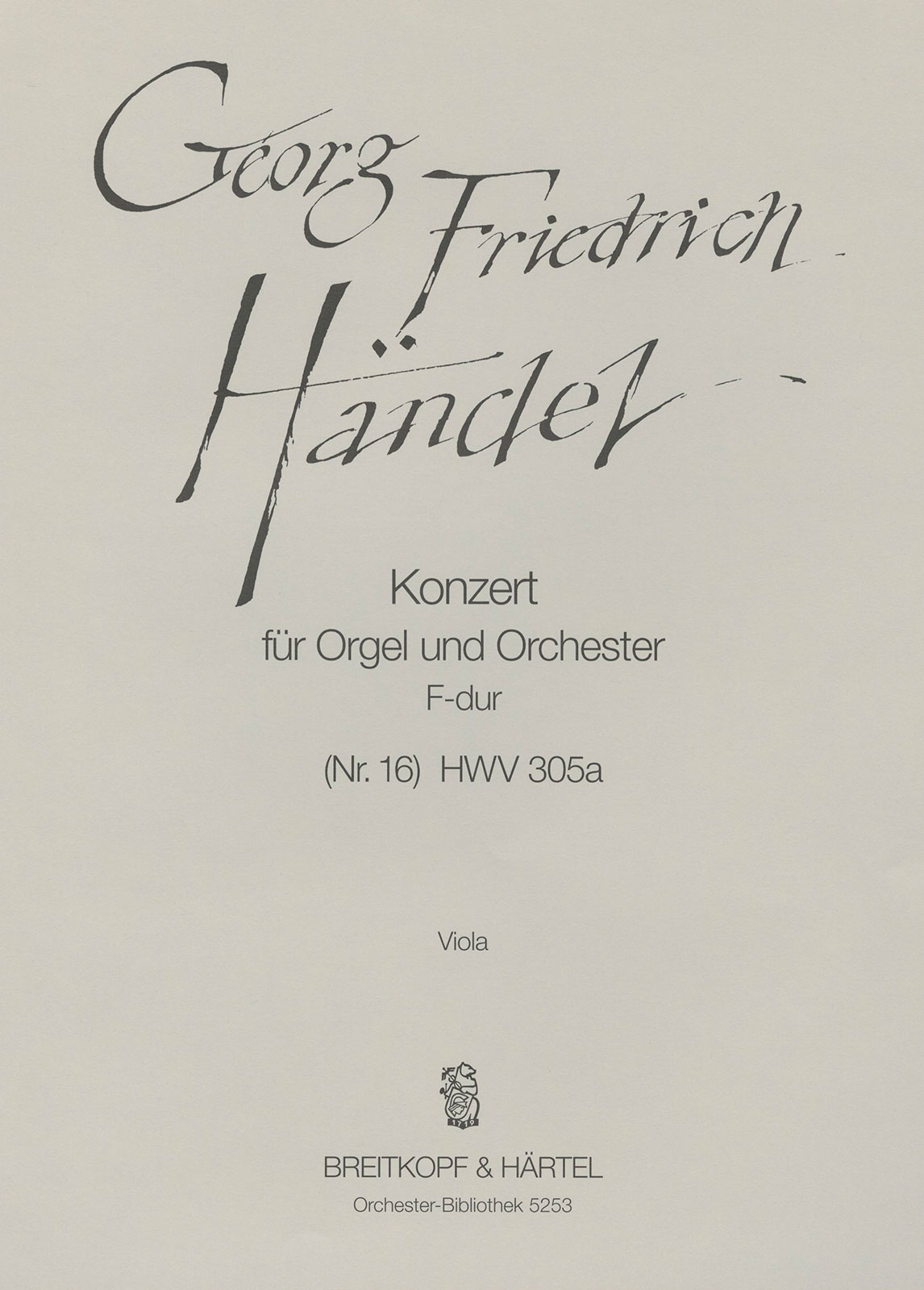 OB 5253-19 - Orgelkonzert (Nr. 16) F-dur HWV 305a - Cover