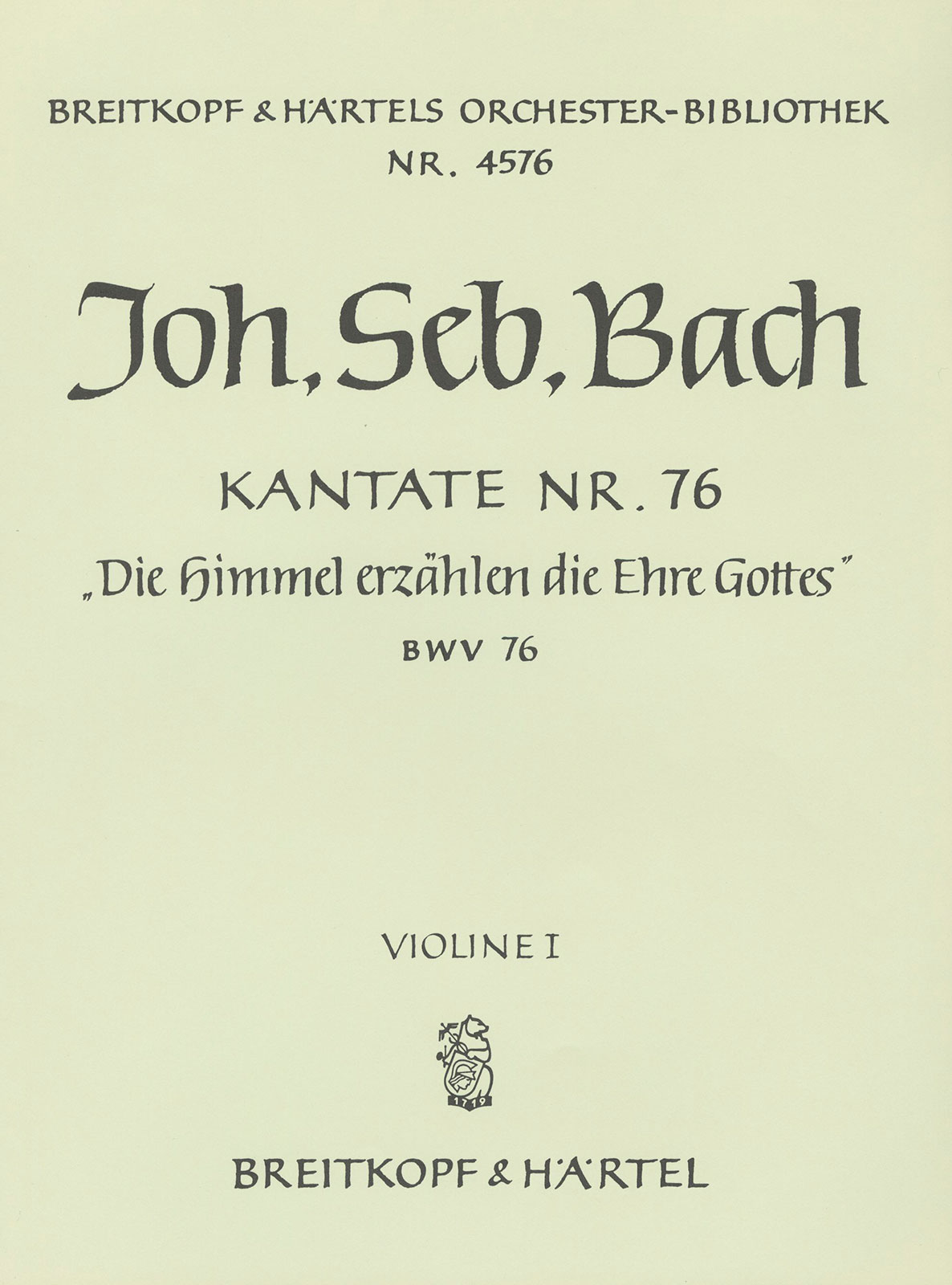 OB 4576-15 - Kantate BWV 76 „Die Himmel erzählen die Ehre Gottes“ - Cover