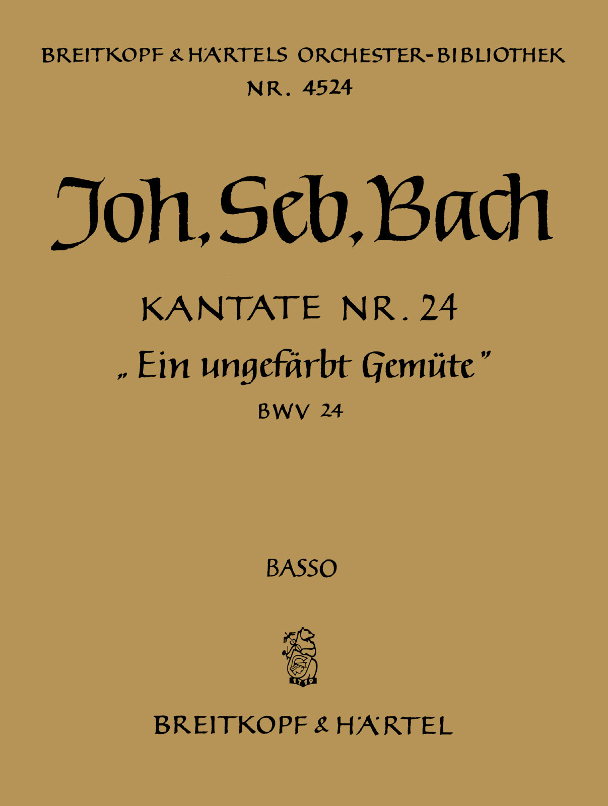 OB 4524-26 - Cantata BWV 24 “Ein ungefärbt Gemüte” - Cover