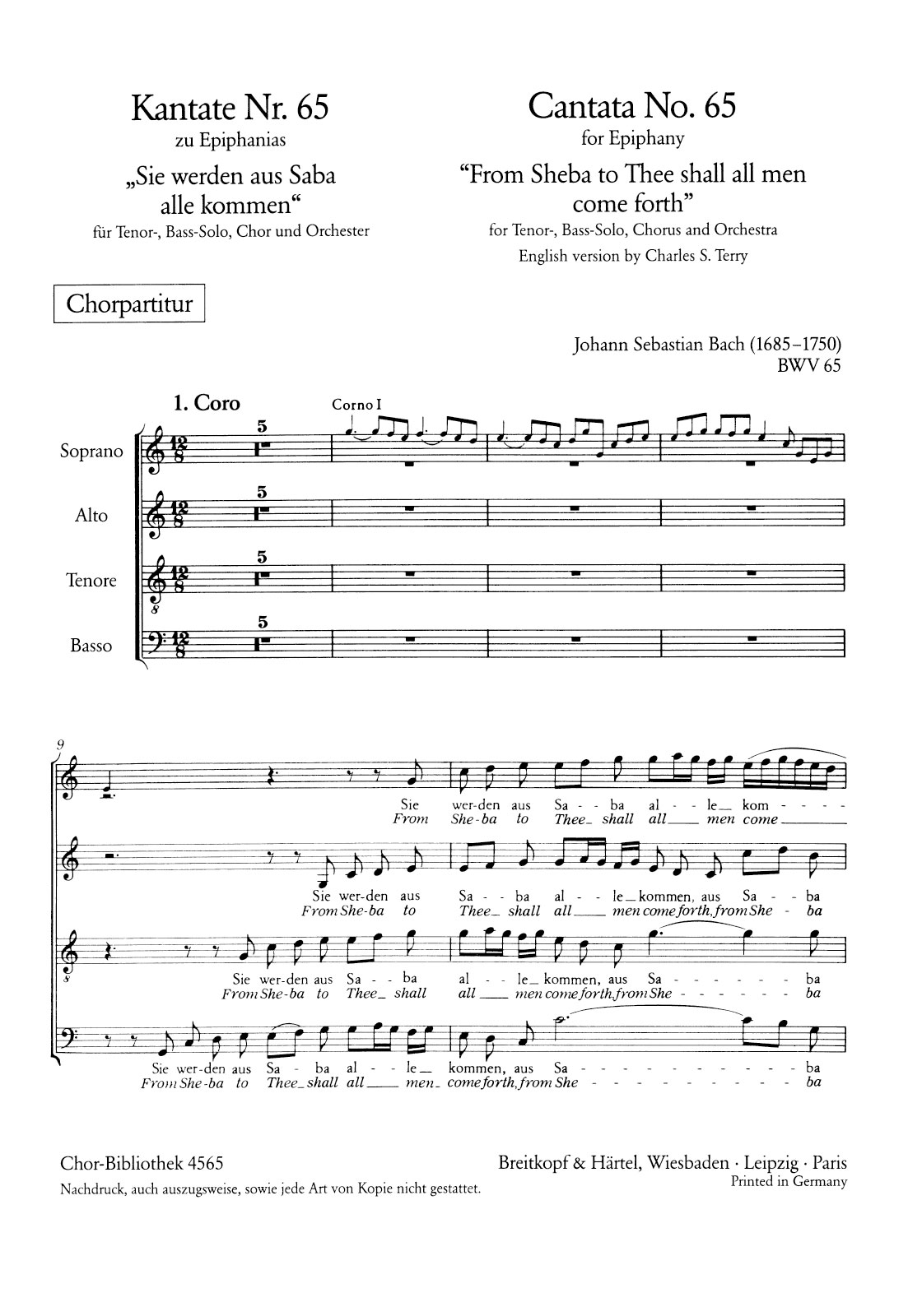 ChB 4565 - Cantata BWV 65 “From Sheba to Thee shall all men come forth” - Cover