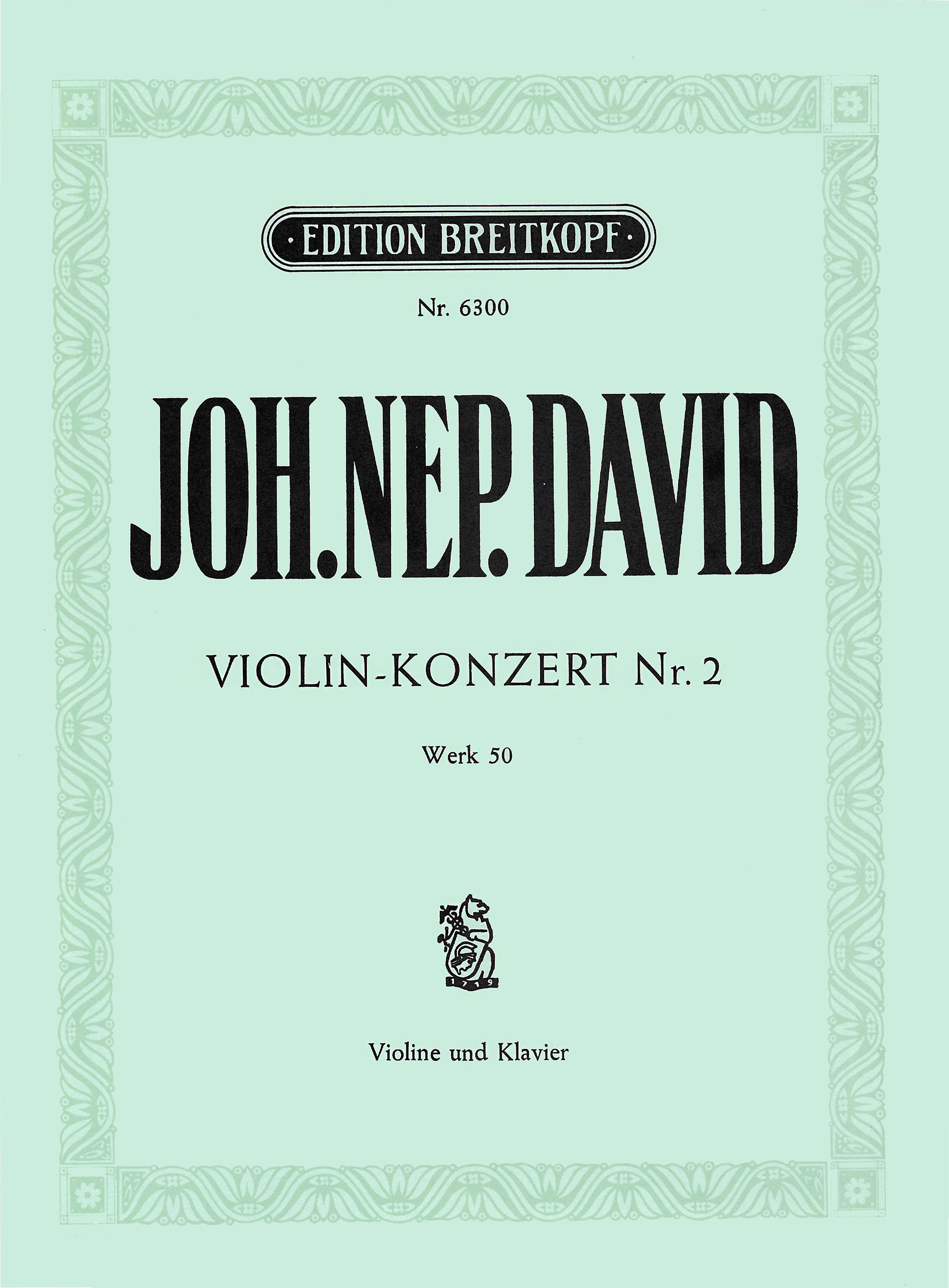 Johann Nepomuk David - Violin Concerto No. 2 Werk 50 - Cover