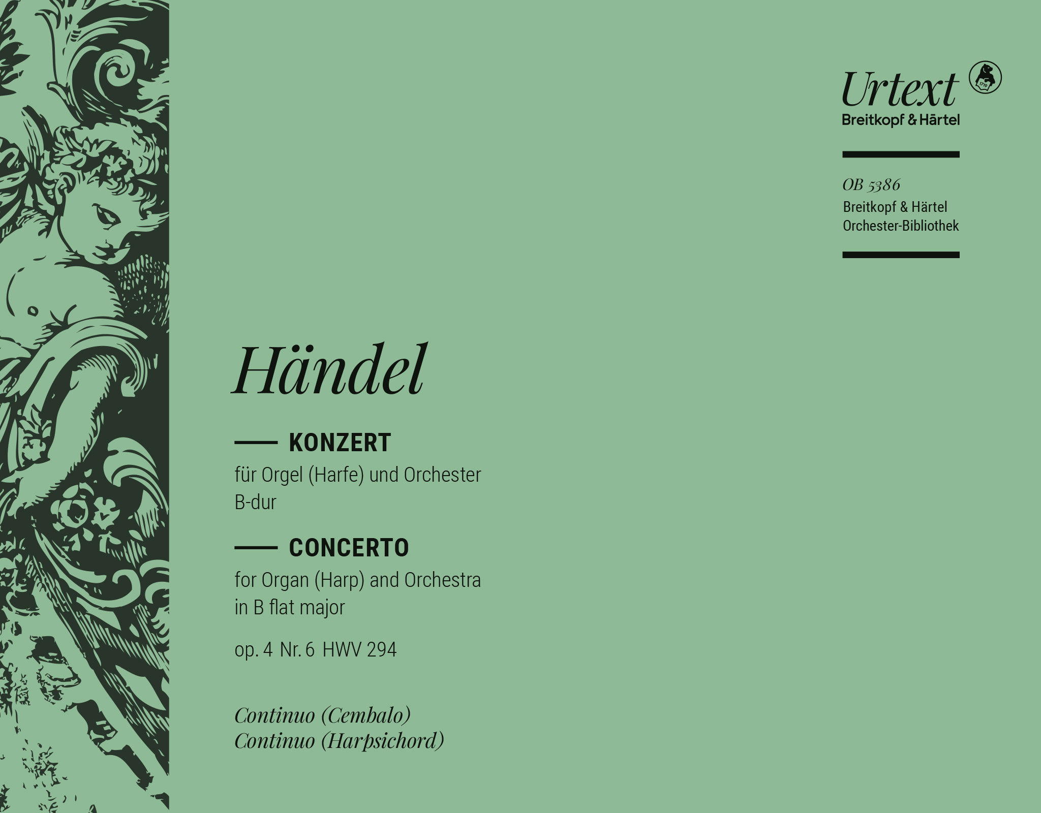 OB 5386-12 - Organ Concerto (No. 6) in B flat major Op. 4/6 HWV 294 - Cover