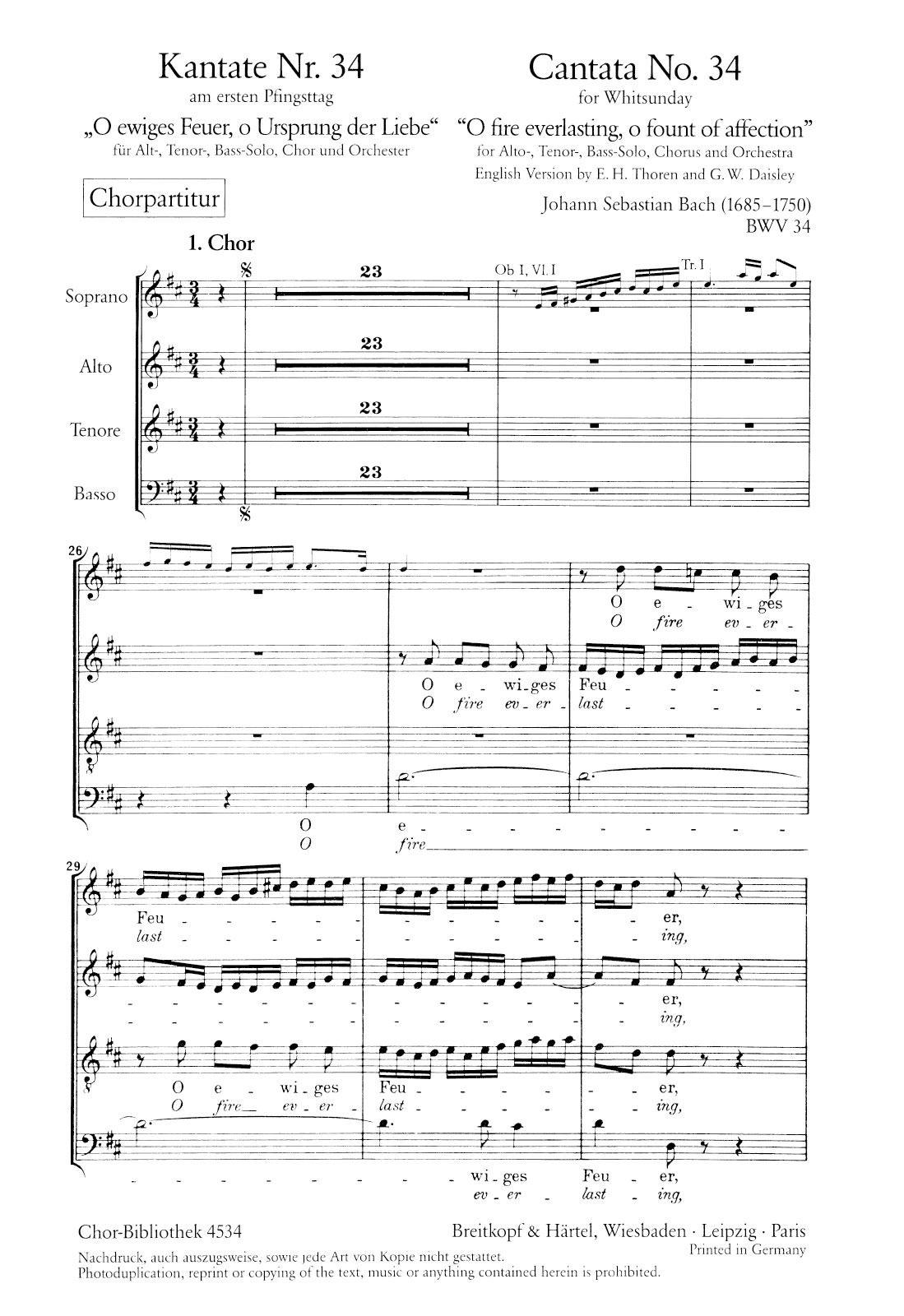ChB 4534 - Cantata BWV 34 “O fire everlasting, o fount of affection” - Cover