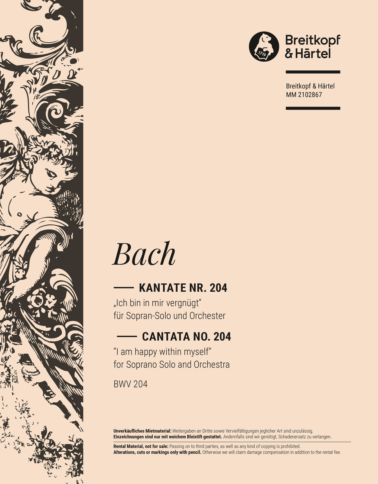 MM 2102867 - Cantata BWV 204 “Ich bin mir vergnuegt” - Cover