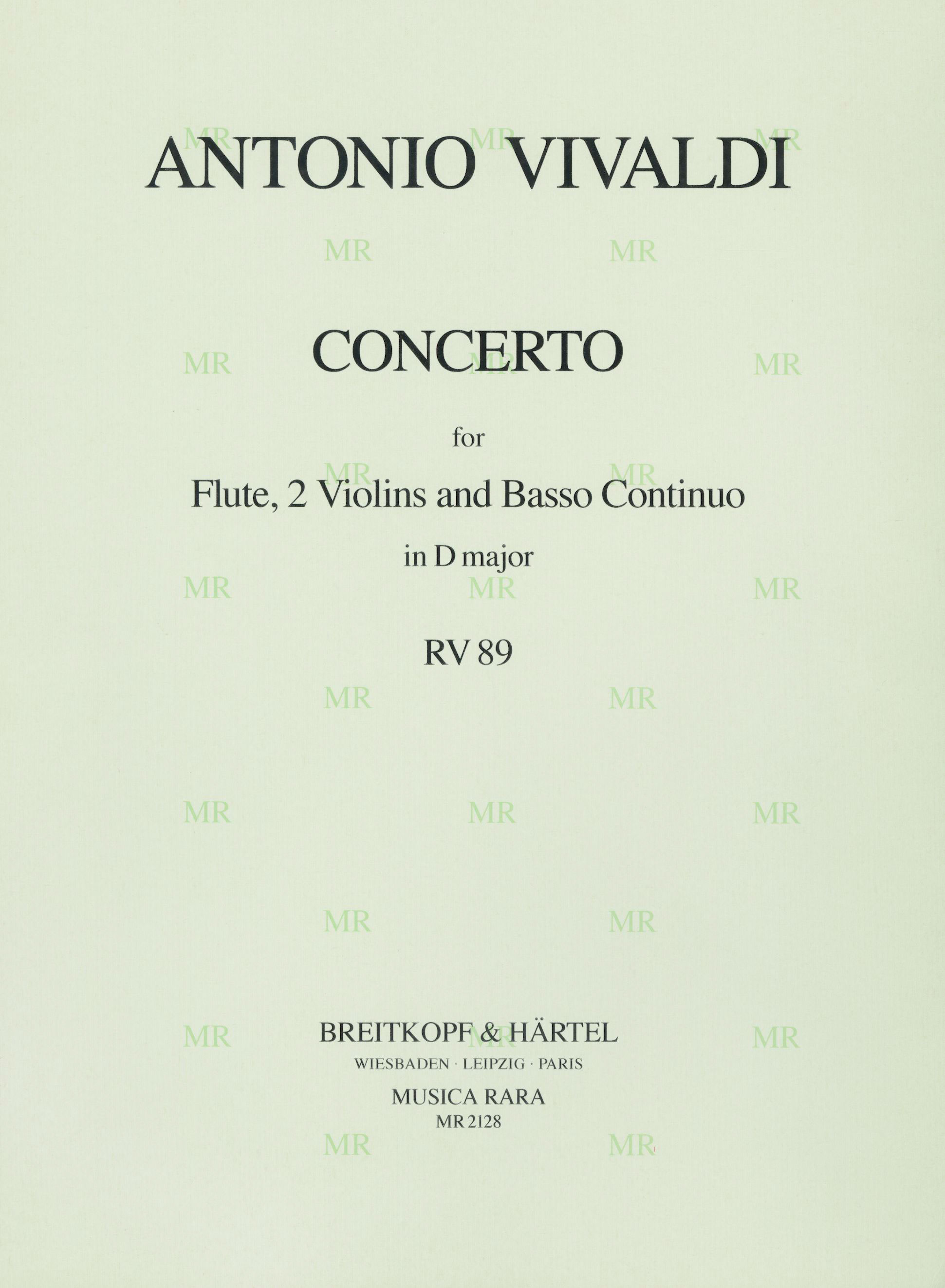 Antonio Vivaldi - Concerto in D-dur RV 89 - Cover