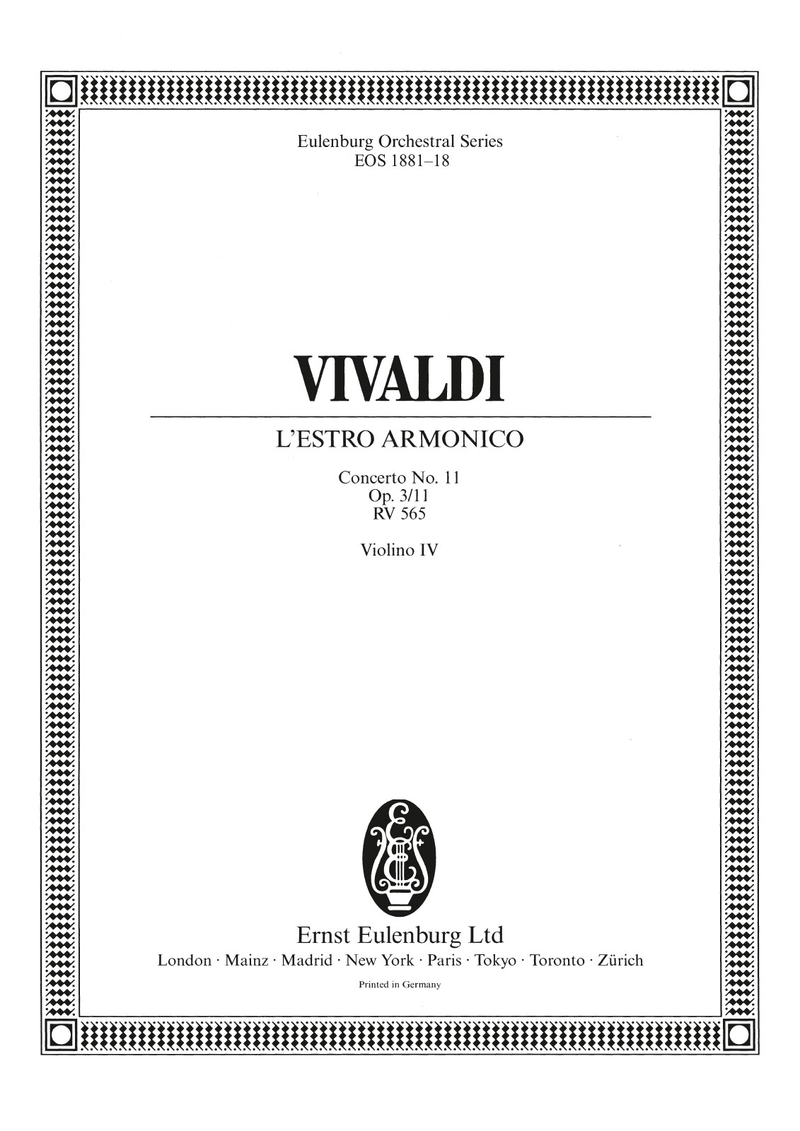 EOS 1881-18 - L’Estro Armonico op. 3/11 RV 565 - Cover
