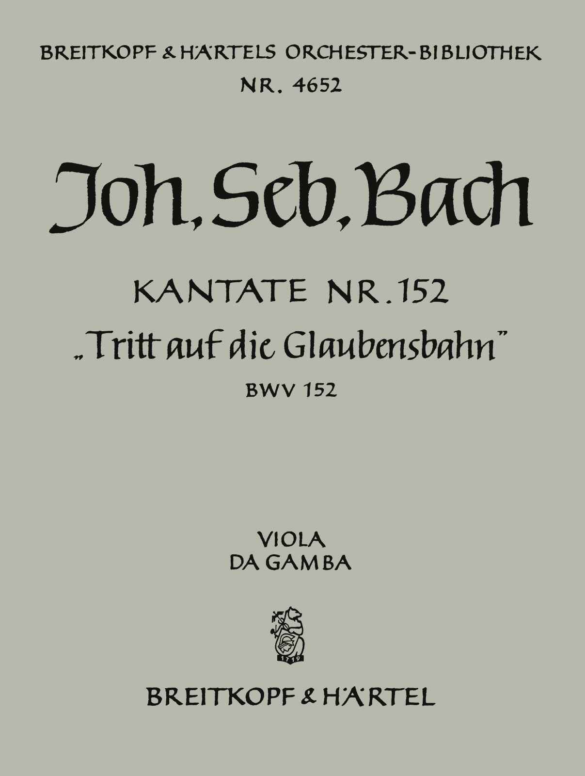 OB 4652-22 - Cantata BWV 152 “Walk in the way of Faith” - Cover