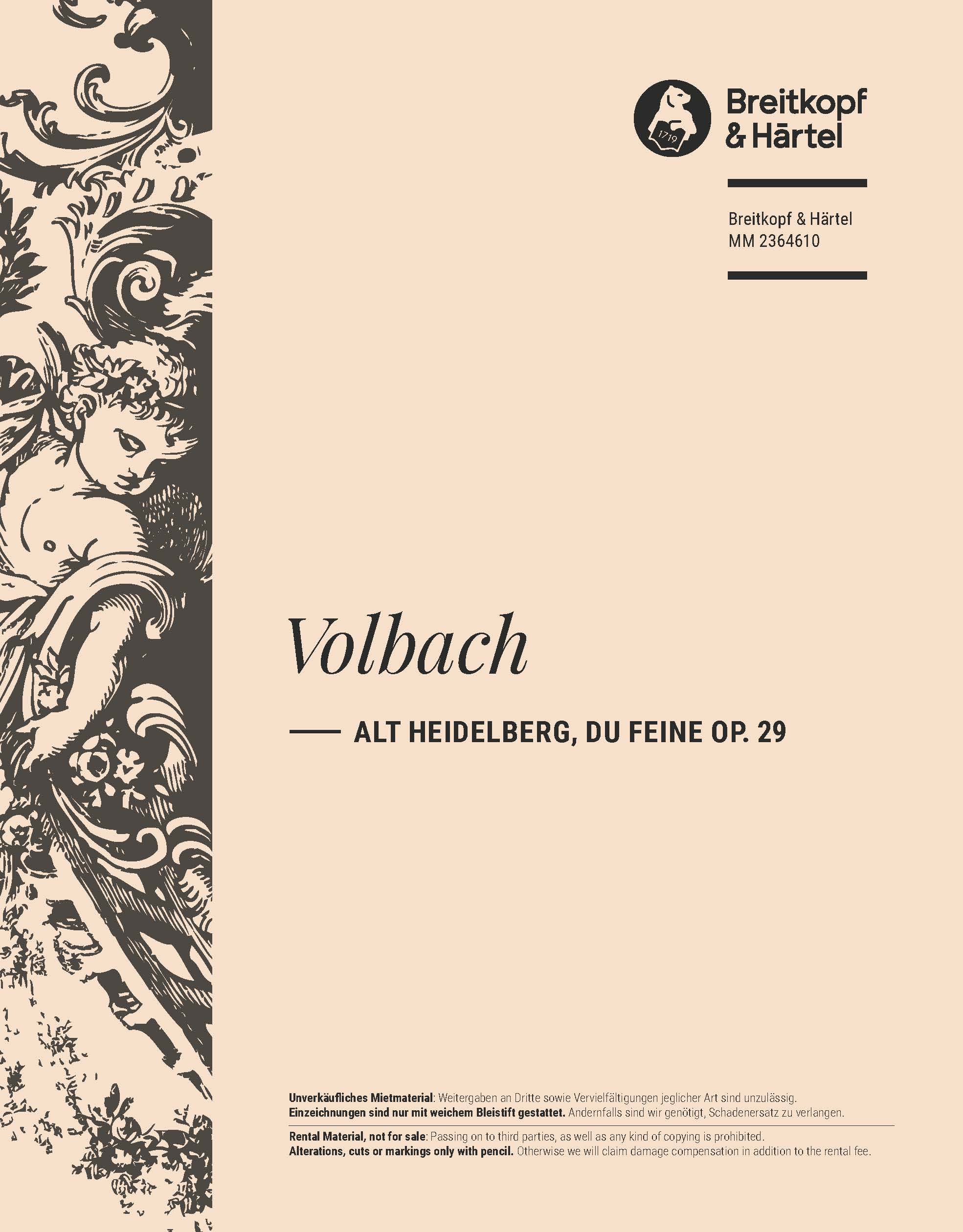 Fritz Volbach - Alt Heidelberg, du feine op. 29 - Cover