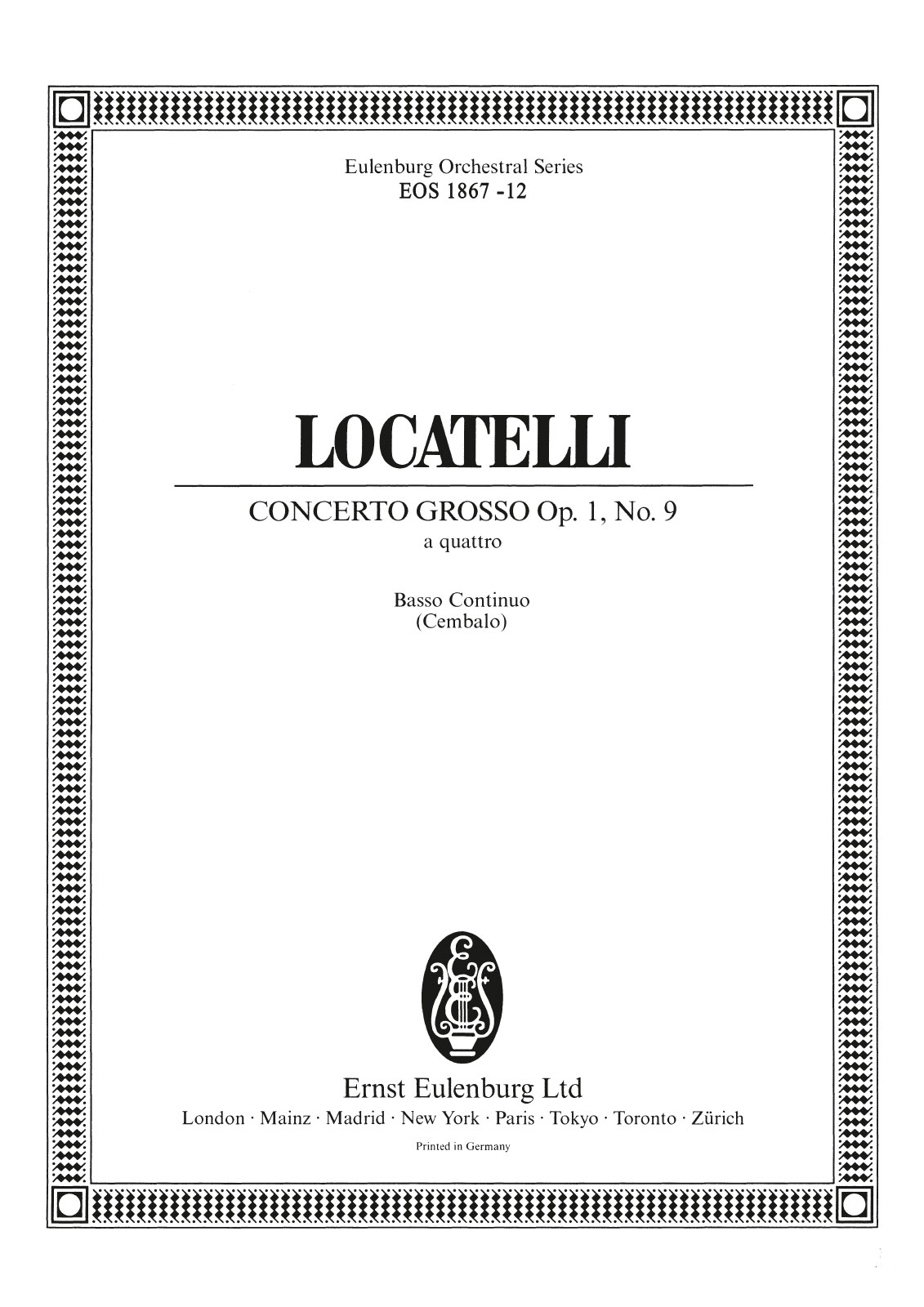 EOS 1867-12 - Concerto grosso „a quattro“ D-dur op. 1/9 - Cover