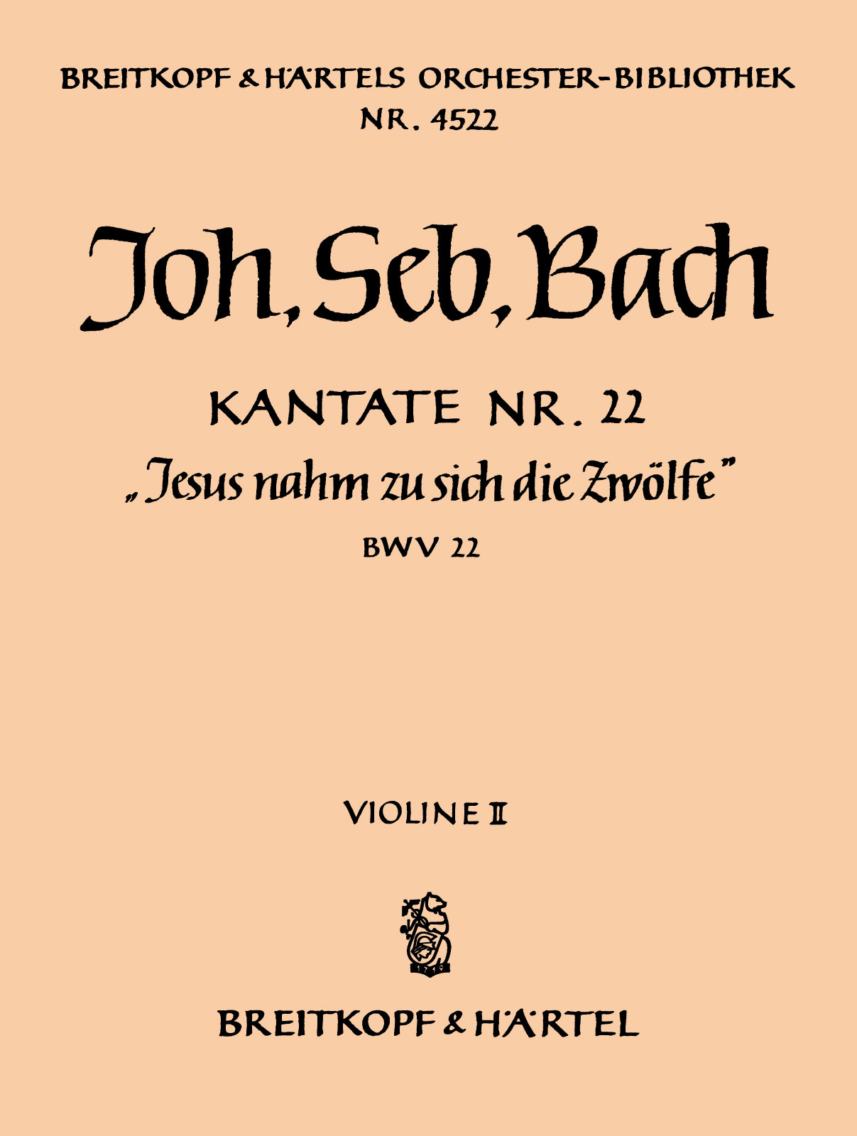 OB 4522-16 - Cantata BWV 22 “Jesus nahm zu sich die Zwoelfe” - Cover