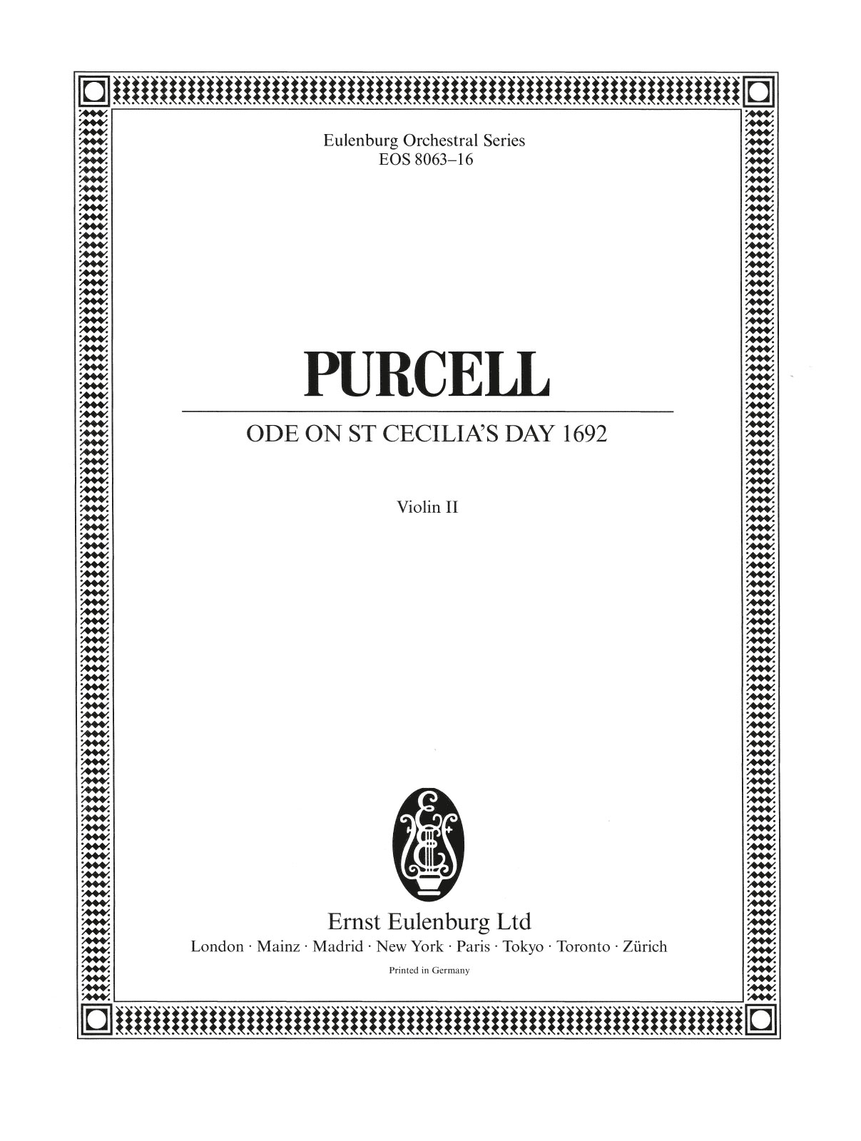 EOS 8063-16 - Ode on St. Cecilia’s Day 1692 Z 328 - Cover