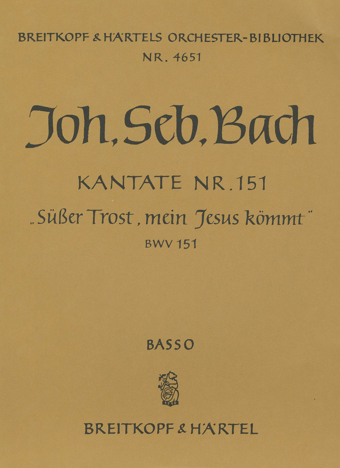 OB 4651-26 - Cantata BWV 151 “Blessed morn, when Jesus was born” - Cover