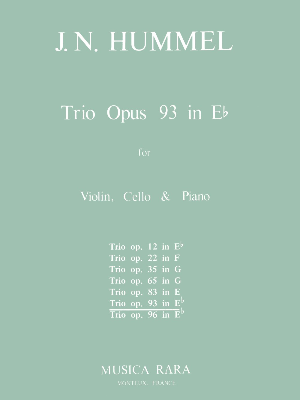 Johann Nepomuk Hummel - Klaviertrio Es-dur op. 93 - Cover