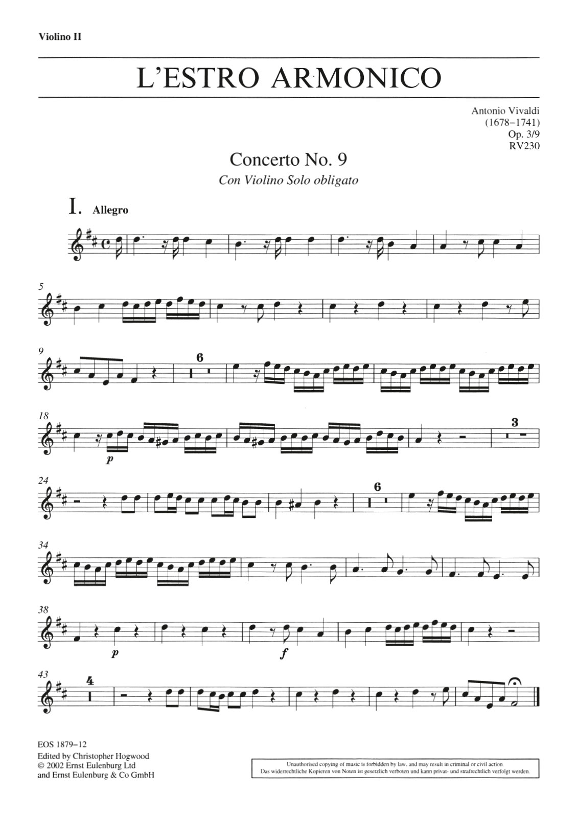 EOS 1879-16 - L’Estro Armonico op. 3/9 RV 230 - Cover