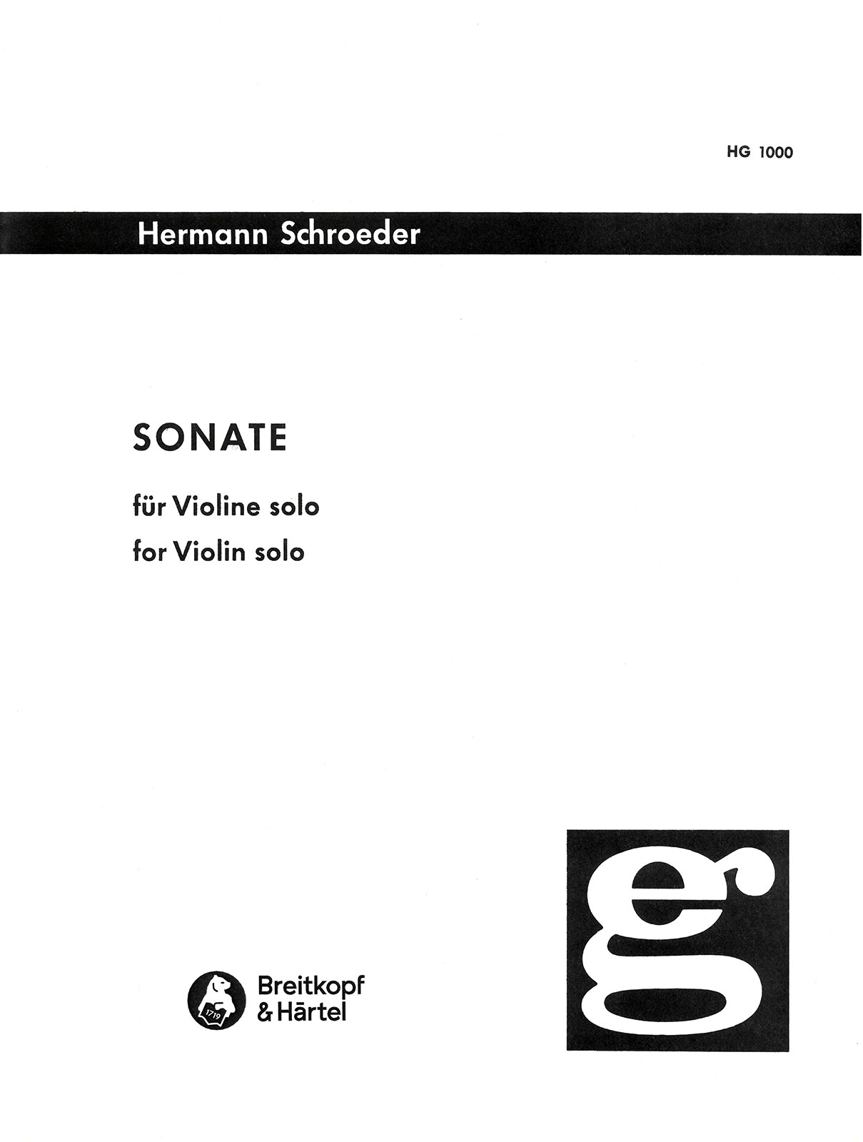 Hermann Schroeder - Sonate für Violine solo - Cover