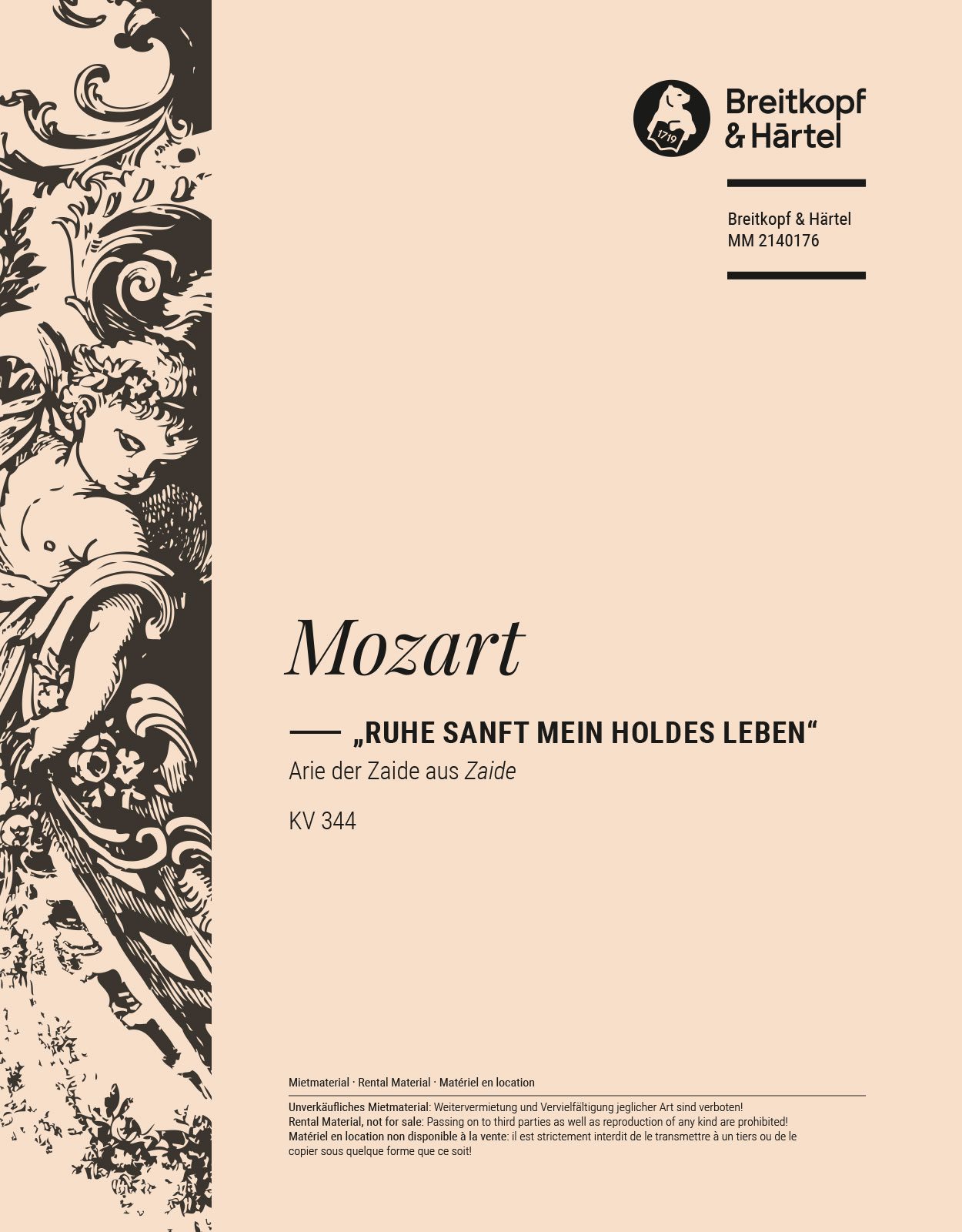 Wolfgang Amadeus Mozart - Zaide KV 344 „Ruhe sanft mein holdes Leben“ - Cover