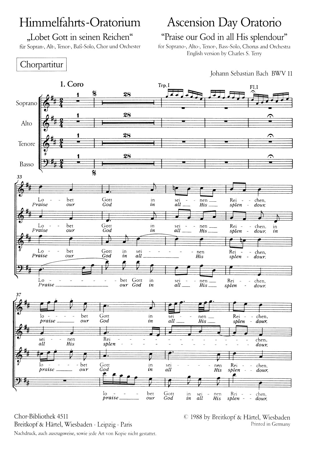 ChB 4511 - Ascension Day Oratorio BWV 11 - Cover