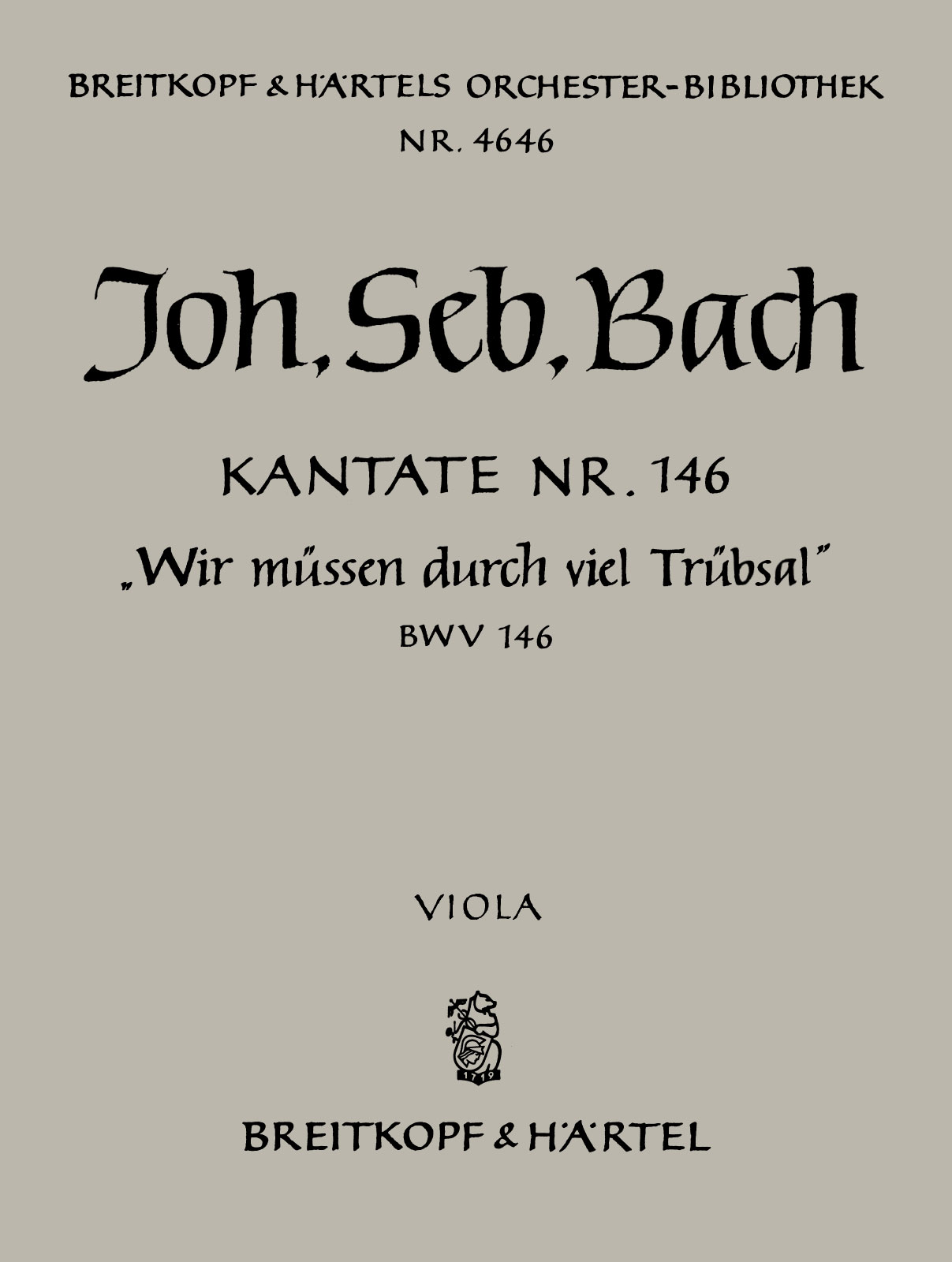 OB 4646-19 - Cantata BWV 146 “Wir müssen durch viel Trübsal” - Cover