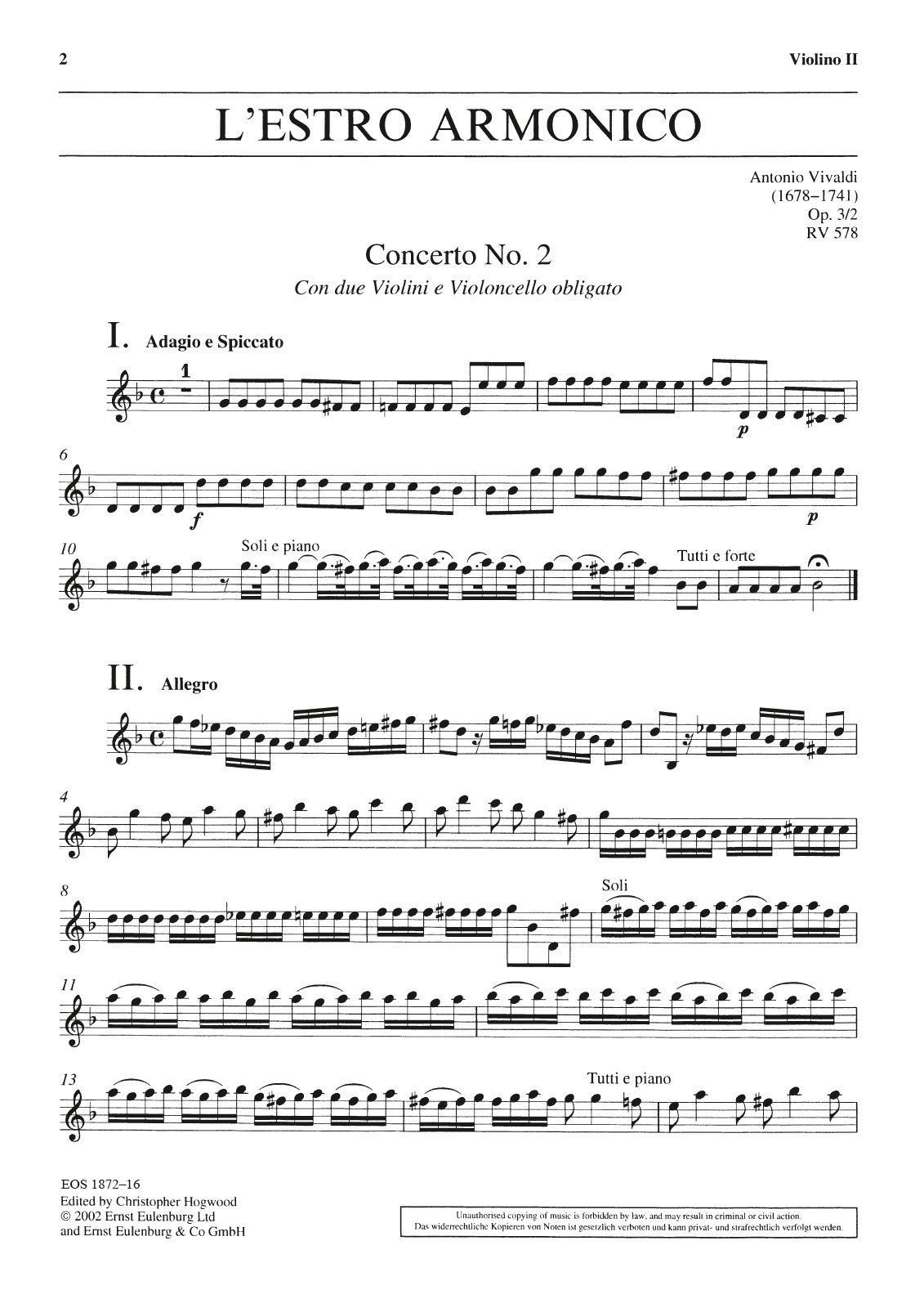 EOS 1872-16 - L’Estro Armonico op. 3/2 RV 578 - Cover