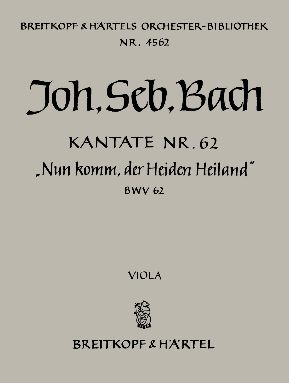 OB 4562-19 - Cantata BWV 62 “Come Thou, the world’s Redeemer” - Cover