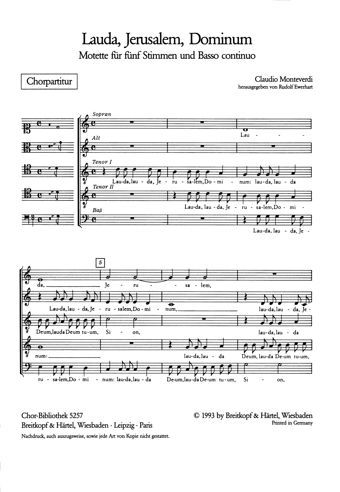 ChB 5257 - Lauda, Jerusalem, Dominum - Cover