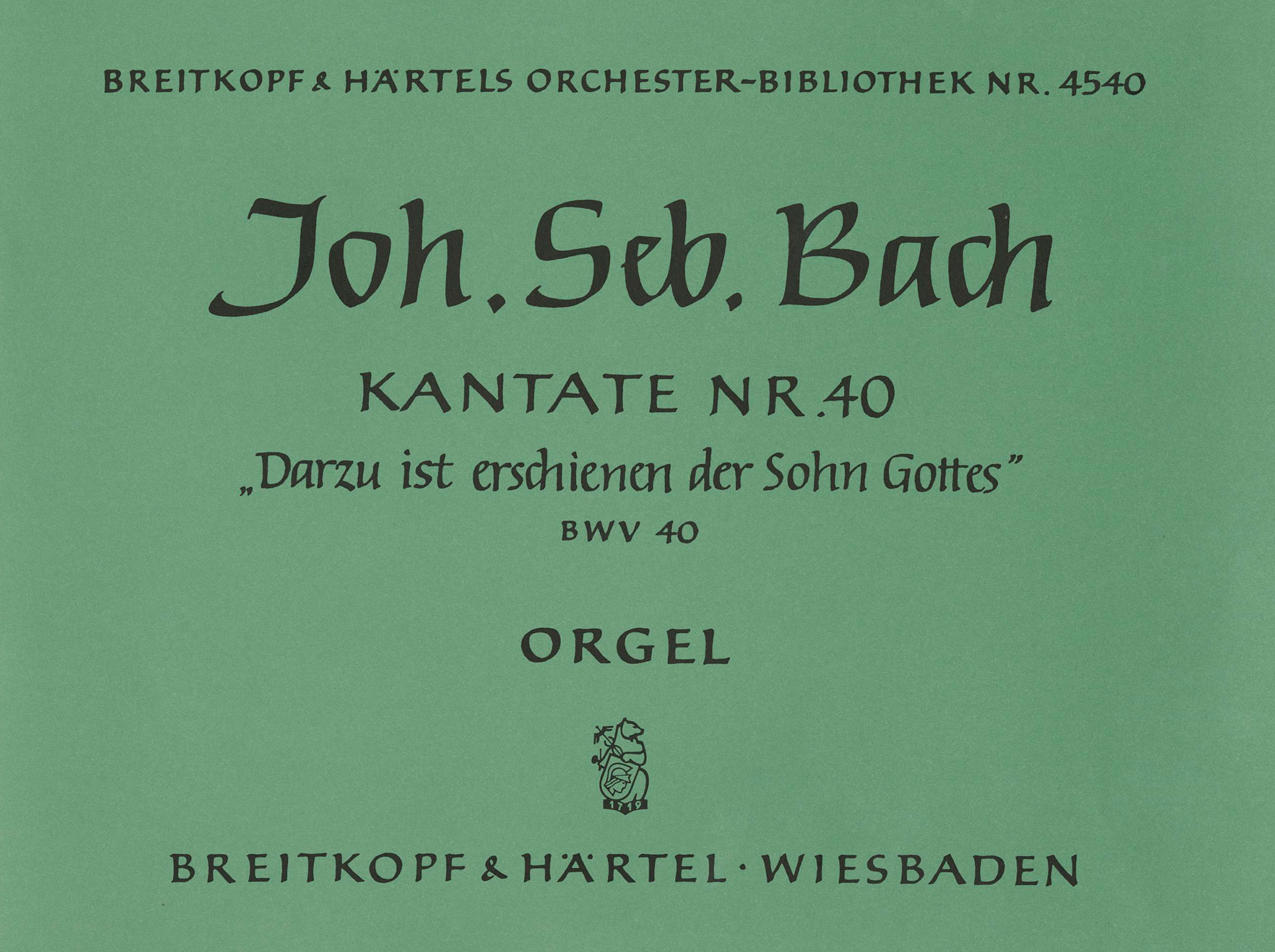 OB 4540-11 - Cantata BWV 40 “To this end appeared the Son of God” - Cover