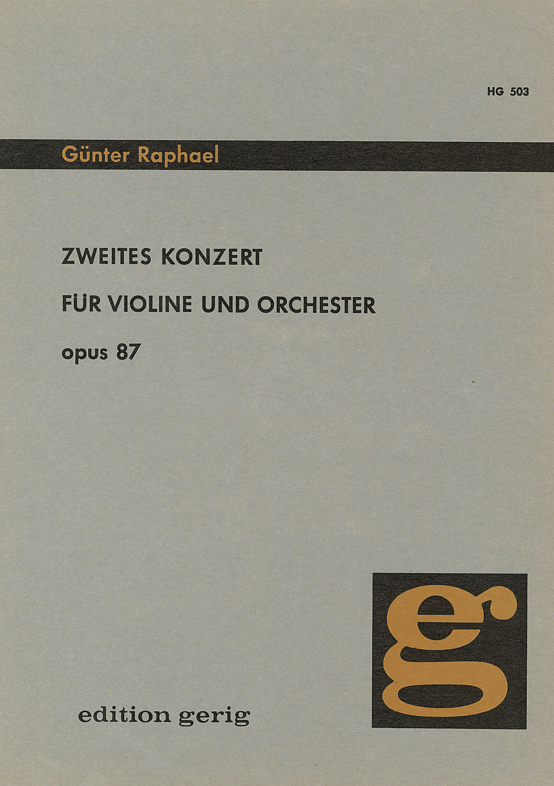 Günter Raphael - Violinkonzert Nr. 2 op. 87 - Cover
