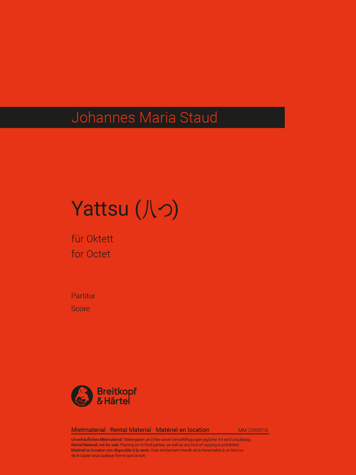 Johannes Maria Staud - Yattsu (八つ) - Cover