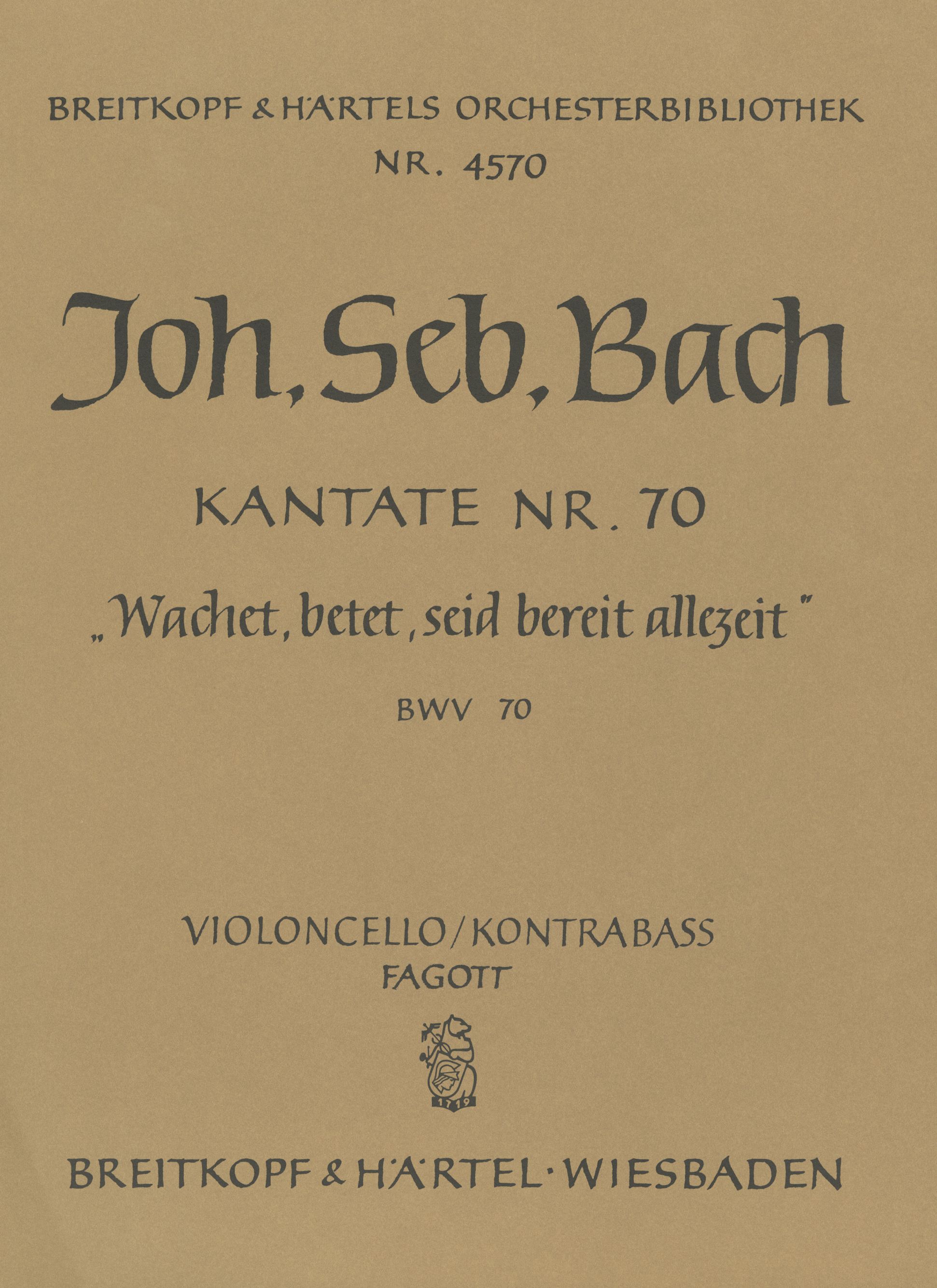 OB 4570-26 - Cantata BWV 70 “Watch ye! pray ye! pray ye! watch ye!” - Cover
