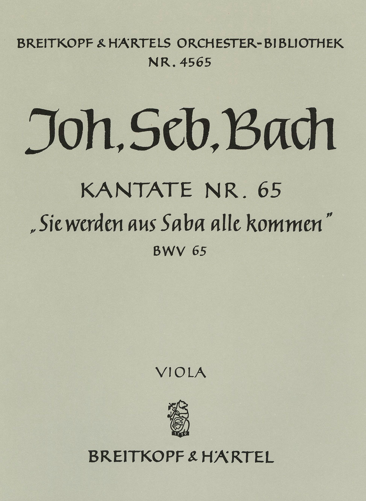 OB 4565-19 - Cantata BWV 65 “From Sheba to Thee shall all men come forth” - Cover