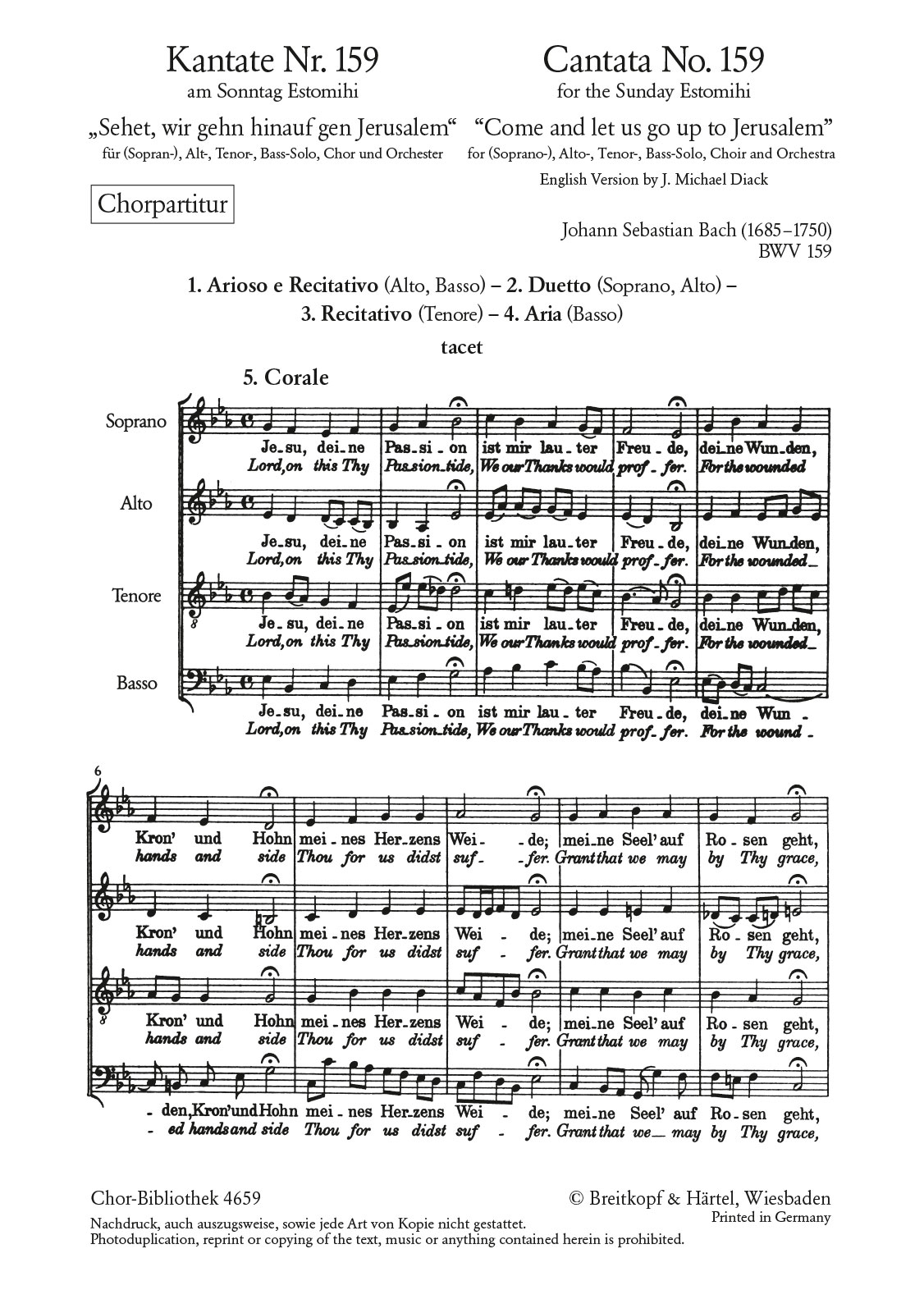 ChB 4659D - Cantata BWV 159 “Come and let us go up to Jerusalem” - Cover