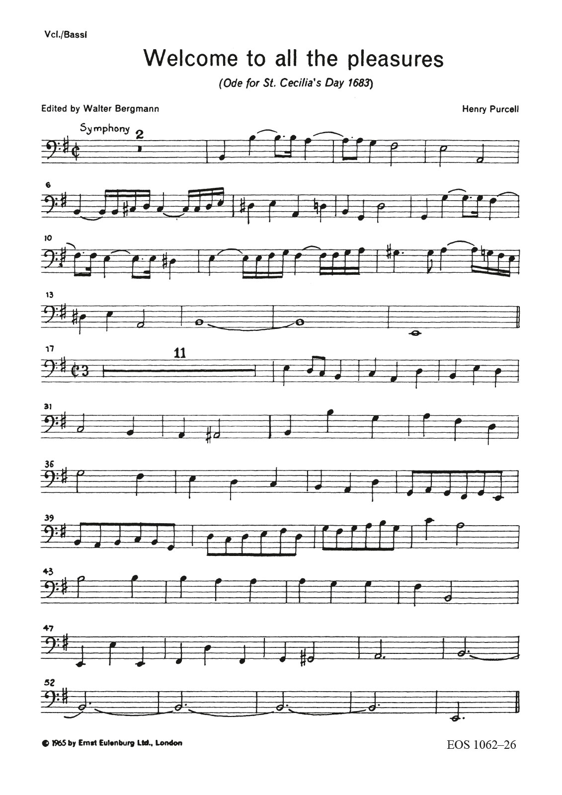 EOS 1062-26 - Ode for St. Cecilia’s Day 1683 Z 339 - Cover
