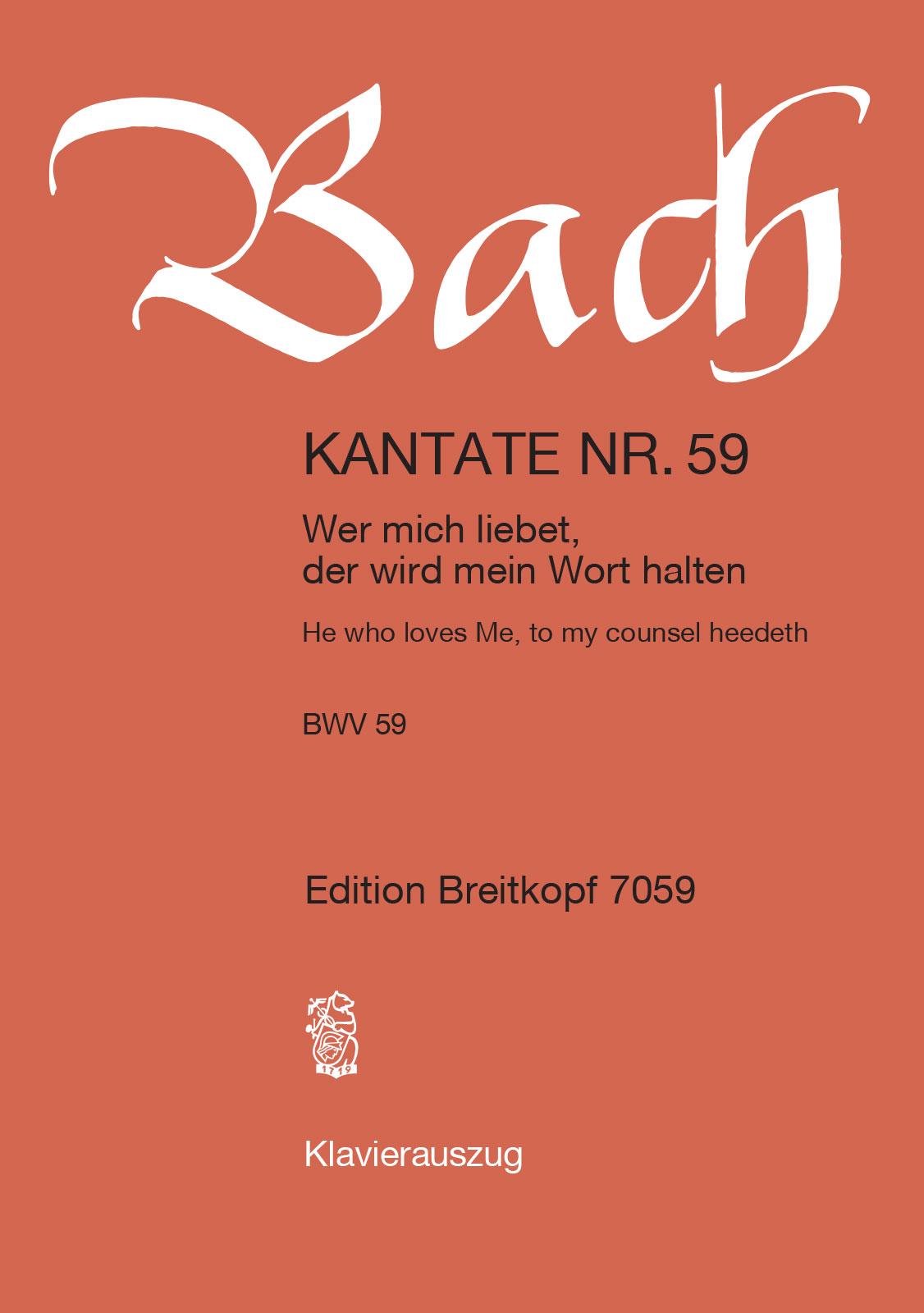 EB 7059D - Kantate BWV 59 „Wer mich liebet, der wird mein Wort halten“ - Cover