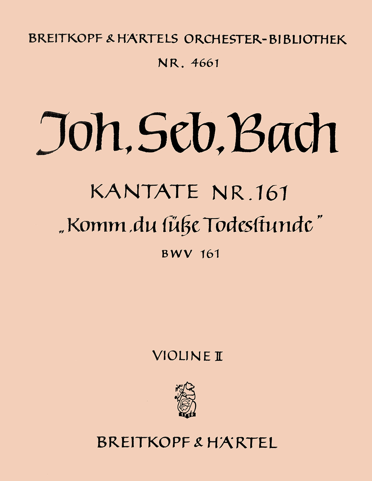 OB 4661-16 - Kantate BWV 161 „Komm, du süße Todesstunde“ - Cover