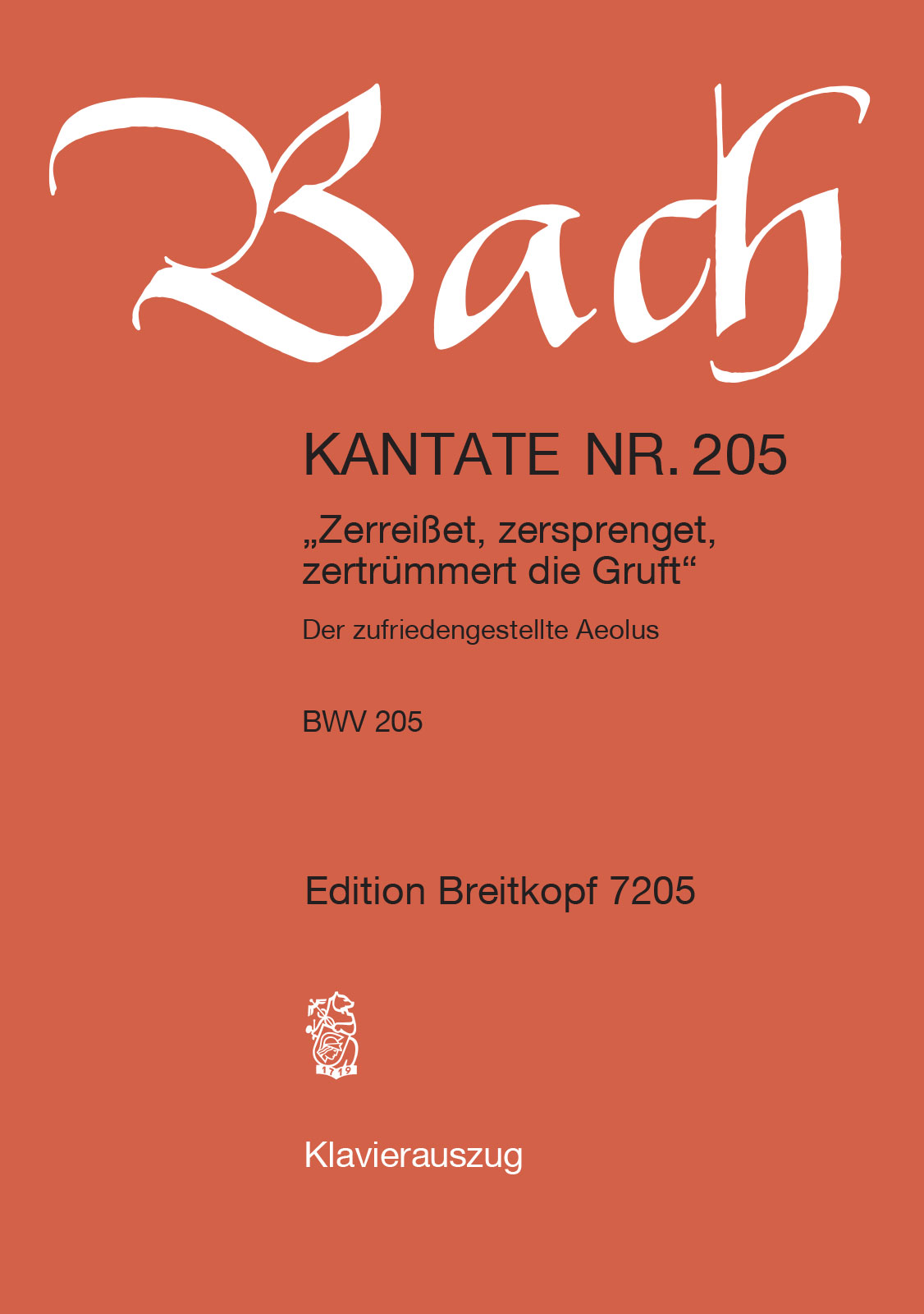 EB 7205D - Kantate BWV 205 „Zerreißet, zersprenget, zertrümmert die Gruft“ - Cover