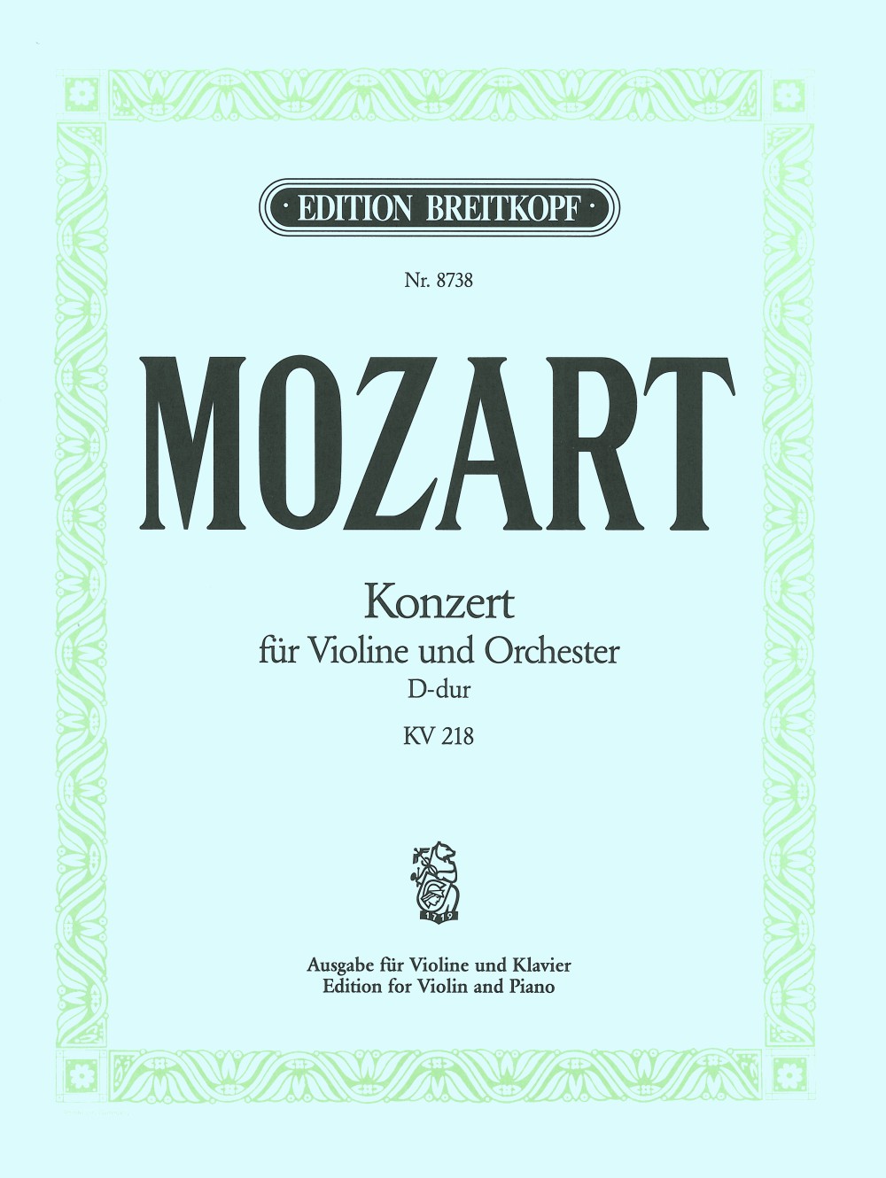 EB 8738 - Violinkonzert [Nr. 4] D-dur KV 218 - Cover