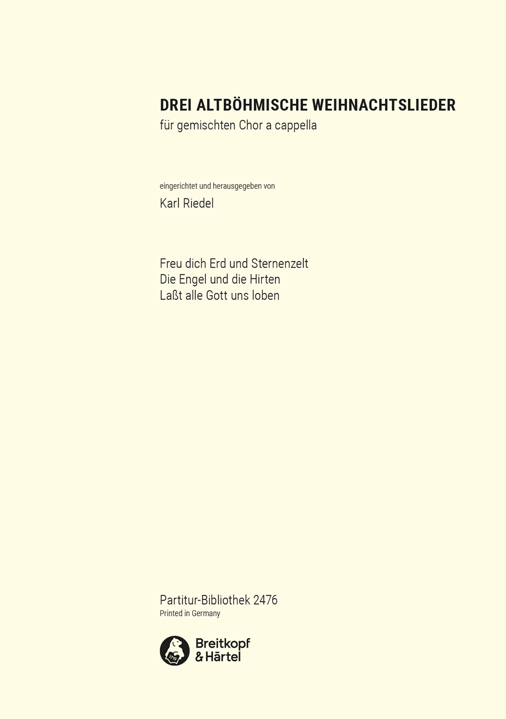 Karl Riedel - 3 Old Bohemian Christmas Songs - Cover