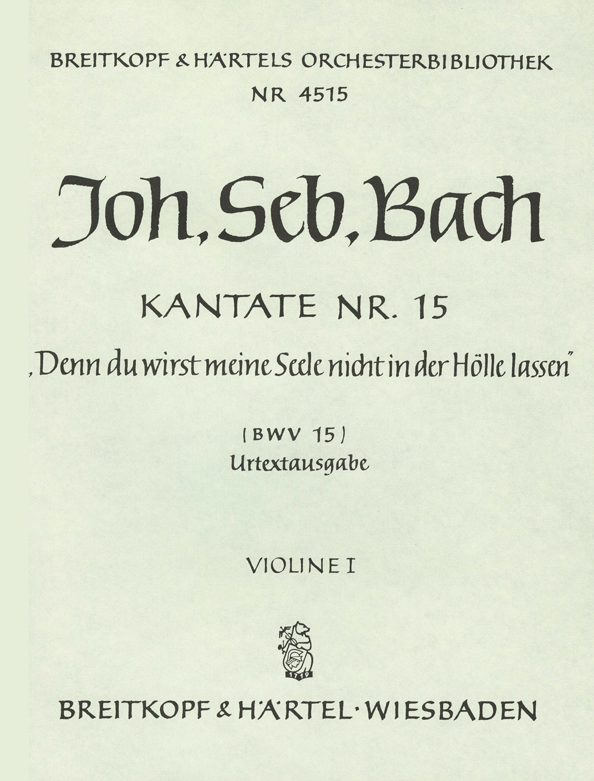 OB 4515-15 - Kantate „Denn du wirst meine Seele nicht in der Hölle lassen“ - Cover