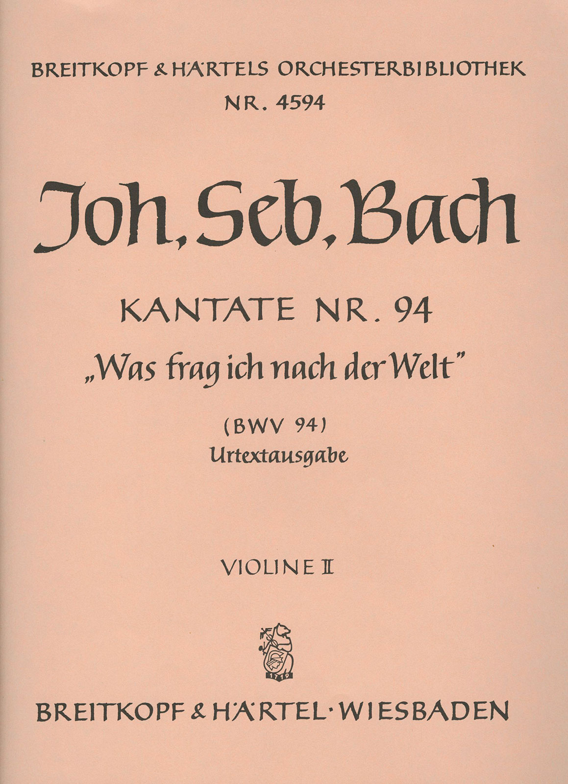 OB 4594-16 - Cantata BWV 94 “Was frag ich nach der Welt” - Cover