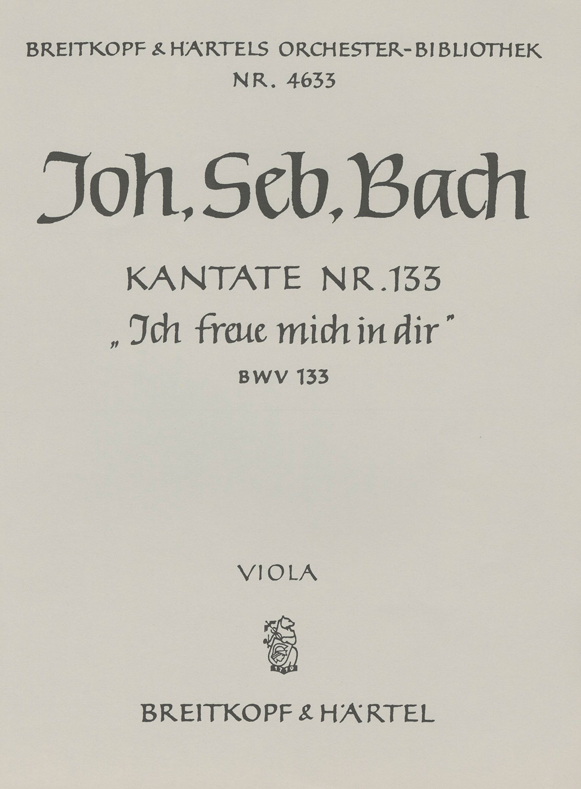 OB 4633-19 - Kantate BWV 133 „Ich freue mich in dir“ - Cover
