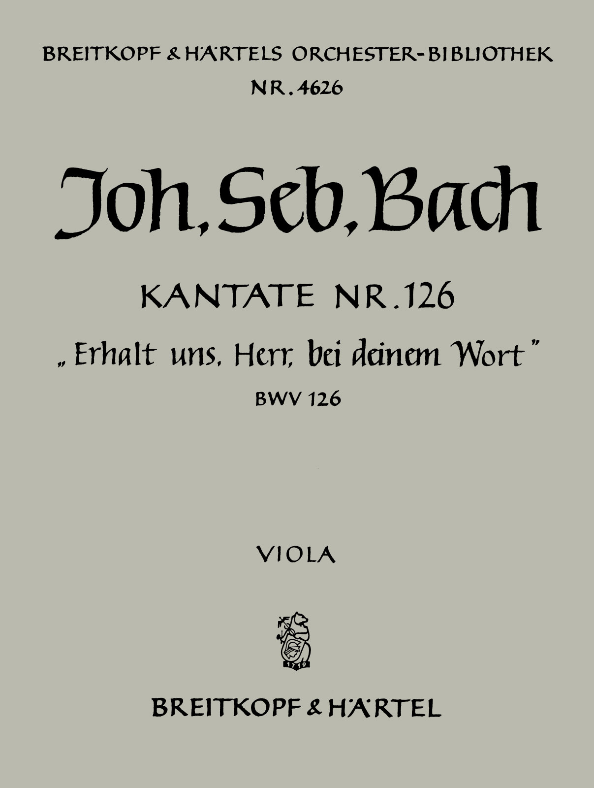OB 4626-19 - Kantate BWV 126 „Erhalt uns, Herr, bei deinem Wort“ - Cover