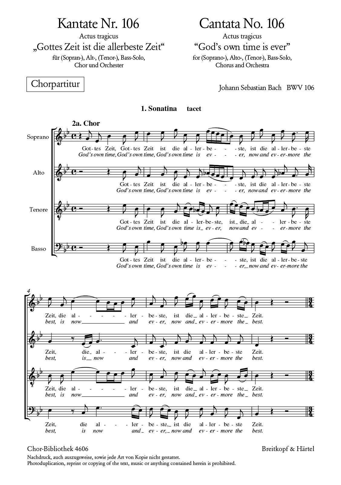 ChB 4606 - Kantate BWV 106 „Gottes Zeit ist die allerbeste Zeit“ - Cover