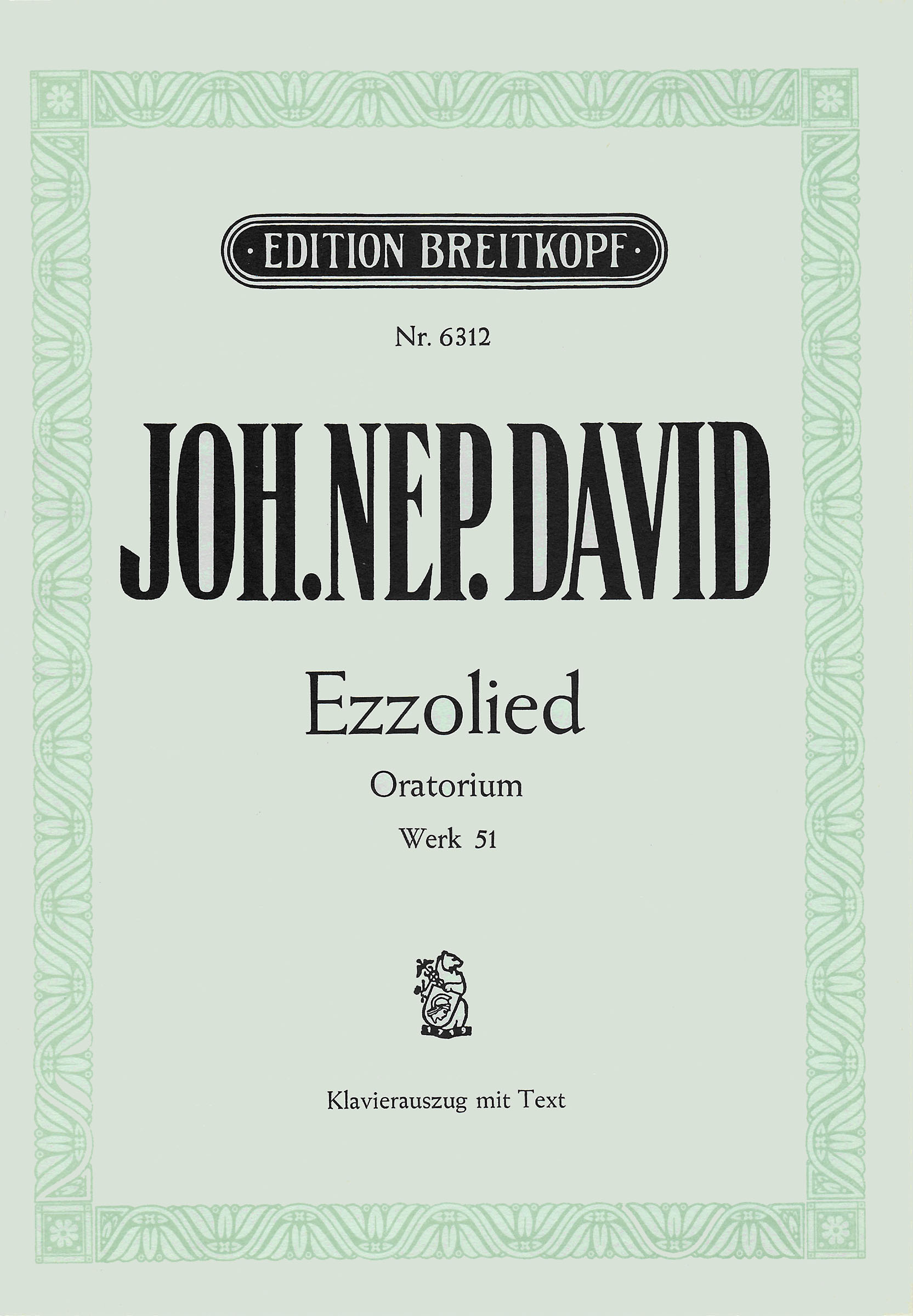 Johann Nepomuk David - Ezzolied Werk 51 - Cover