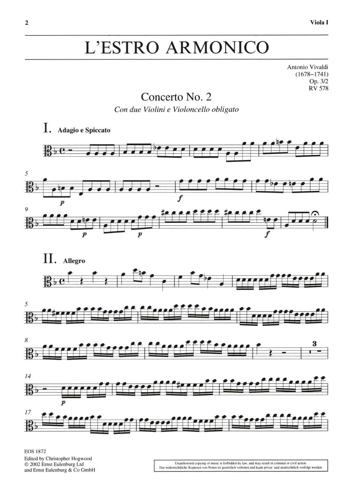 EOS 1872-19 - L’Estro Armonico op. 3/2 RV 578 - Cover
