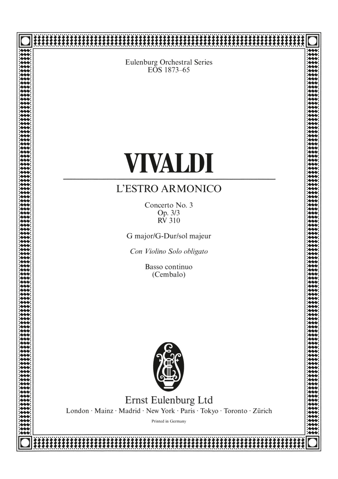Antonio Vivaldi - L’Estro Armonico op. 3/3 RV 310 - Cover