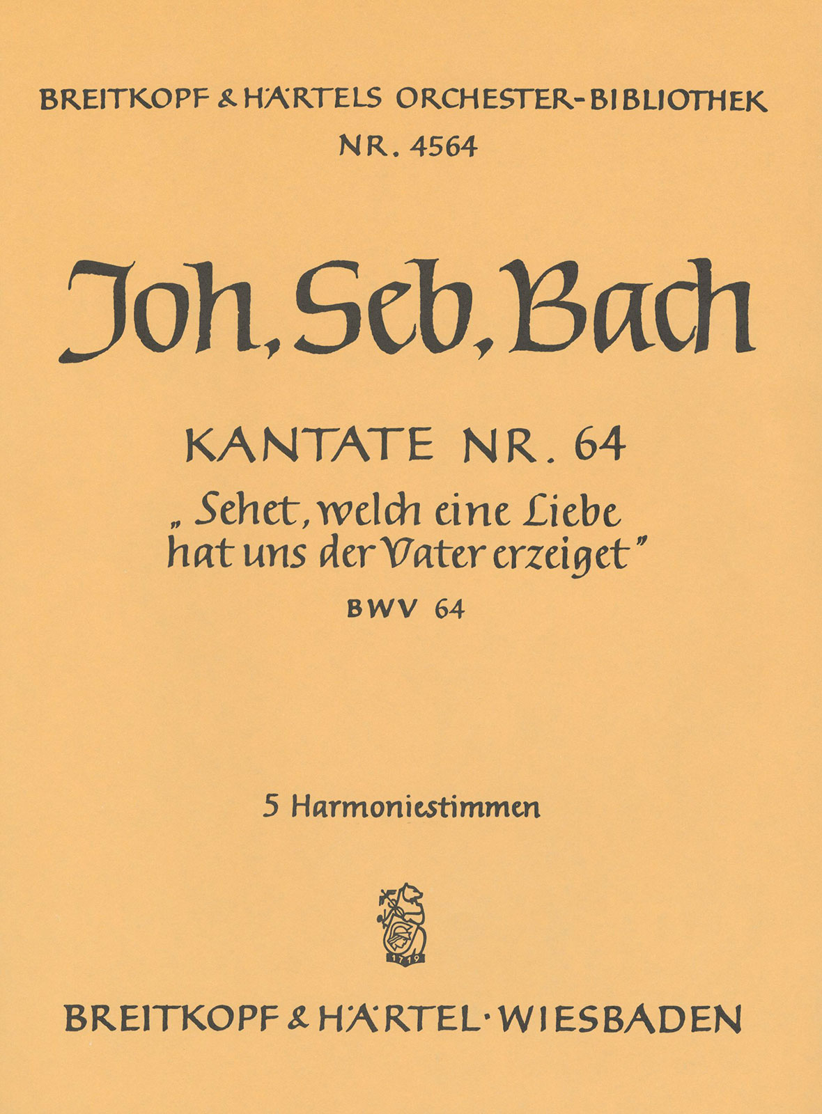 OB 4564-30 - Cantata BWV 64 “See now, what great affection on us the Father hath showered” - Cover