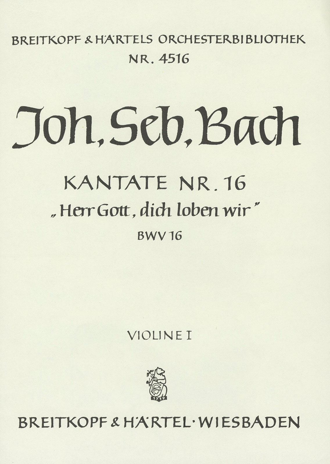 OB 4516-15 - Cantata BWV 16 “Herr Gott, dich loben wir” - Cover